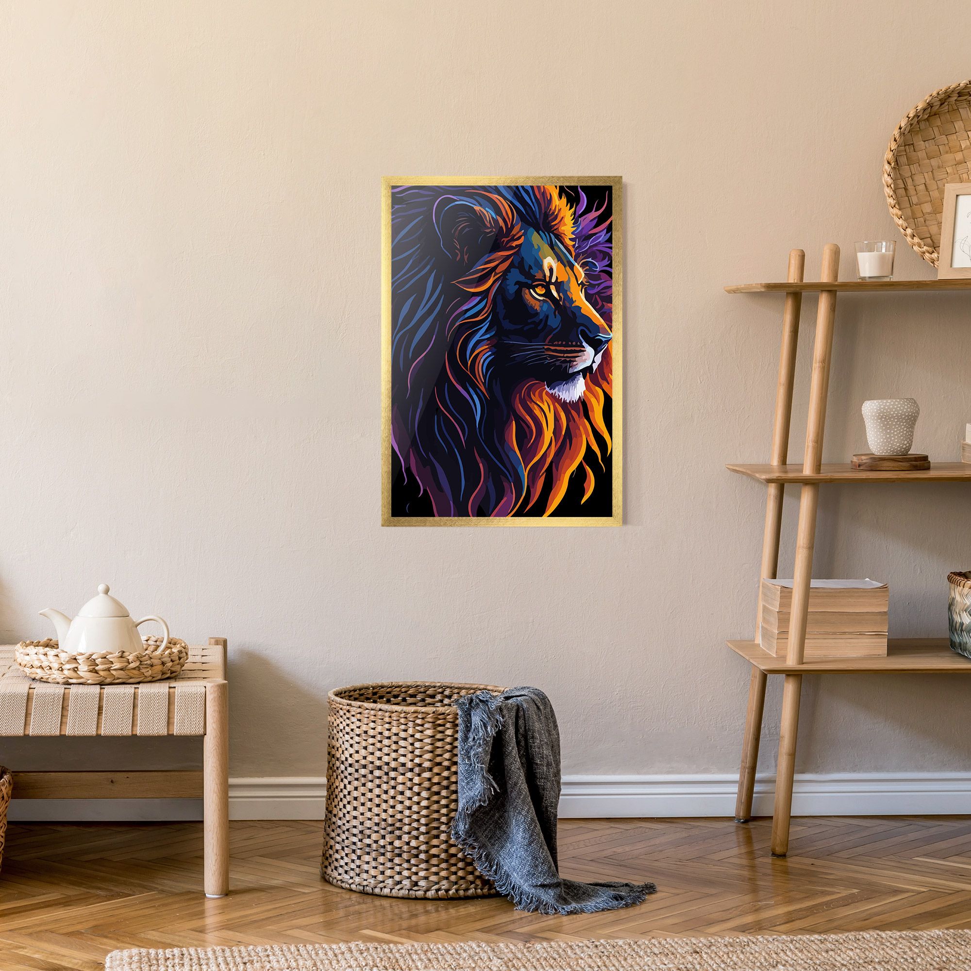 Colorful Lion On Black mockup 9