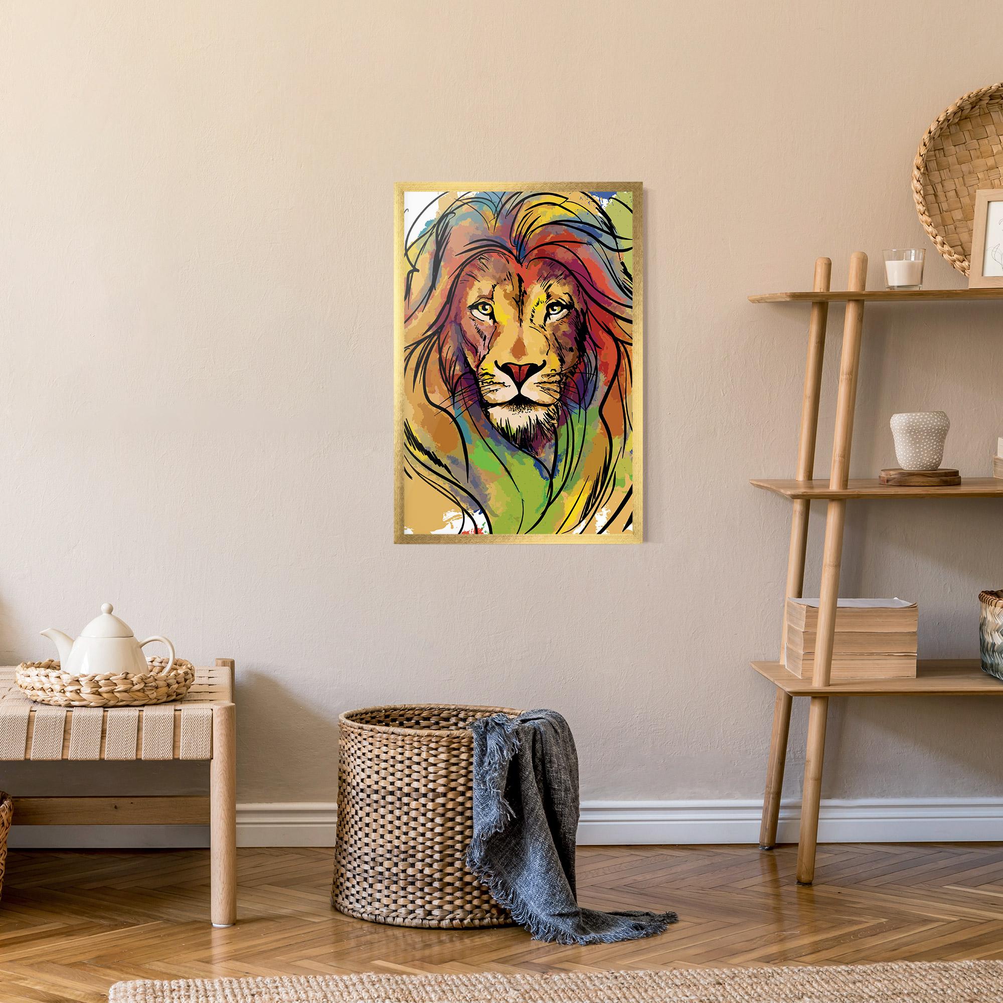 Gerahmte Poster Drawn Lion mockup 9