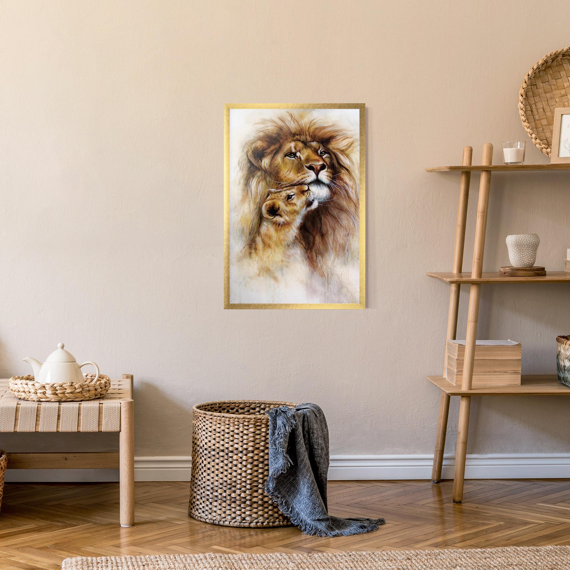 Gerahmte Poster Lion Love mockup 9