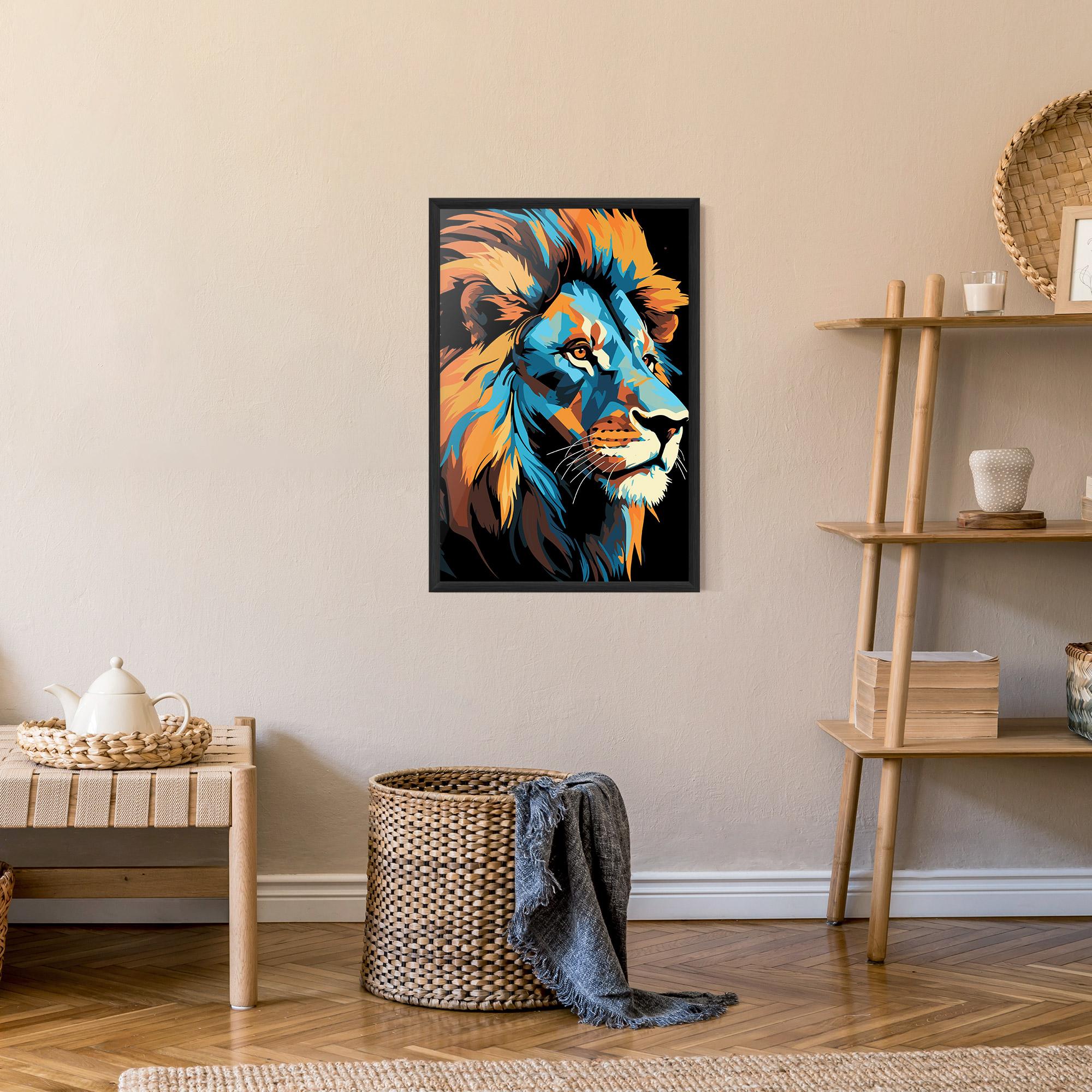 Gerahmte Poster Blue Yellow Lion mockup 9