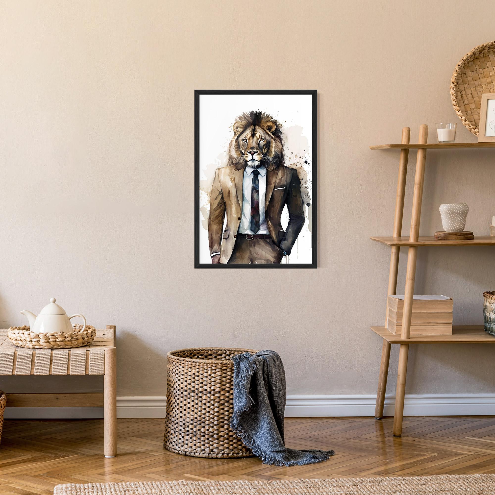 Gerahmte Poster Lion In Suit mockup 9