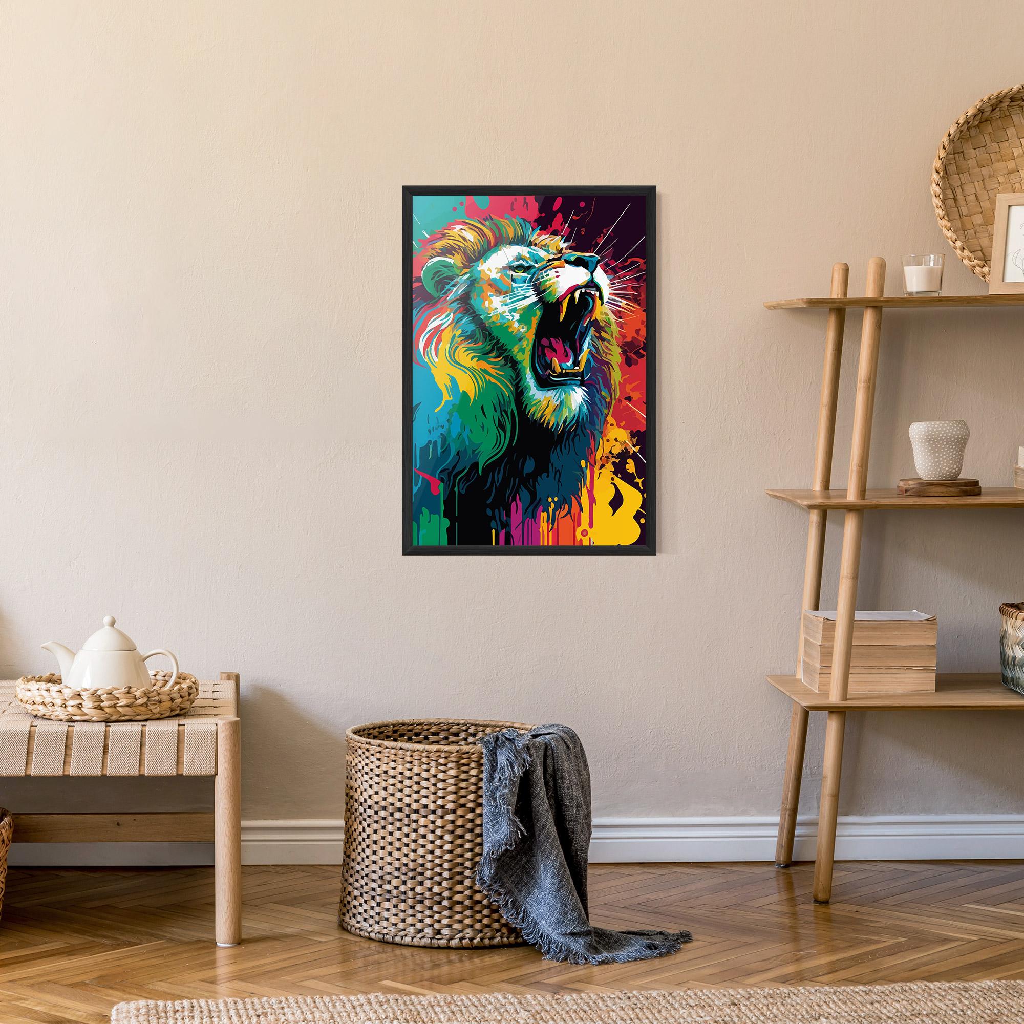 Gerahmte Poster Lion Splash mockup 9