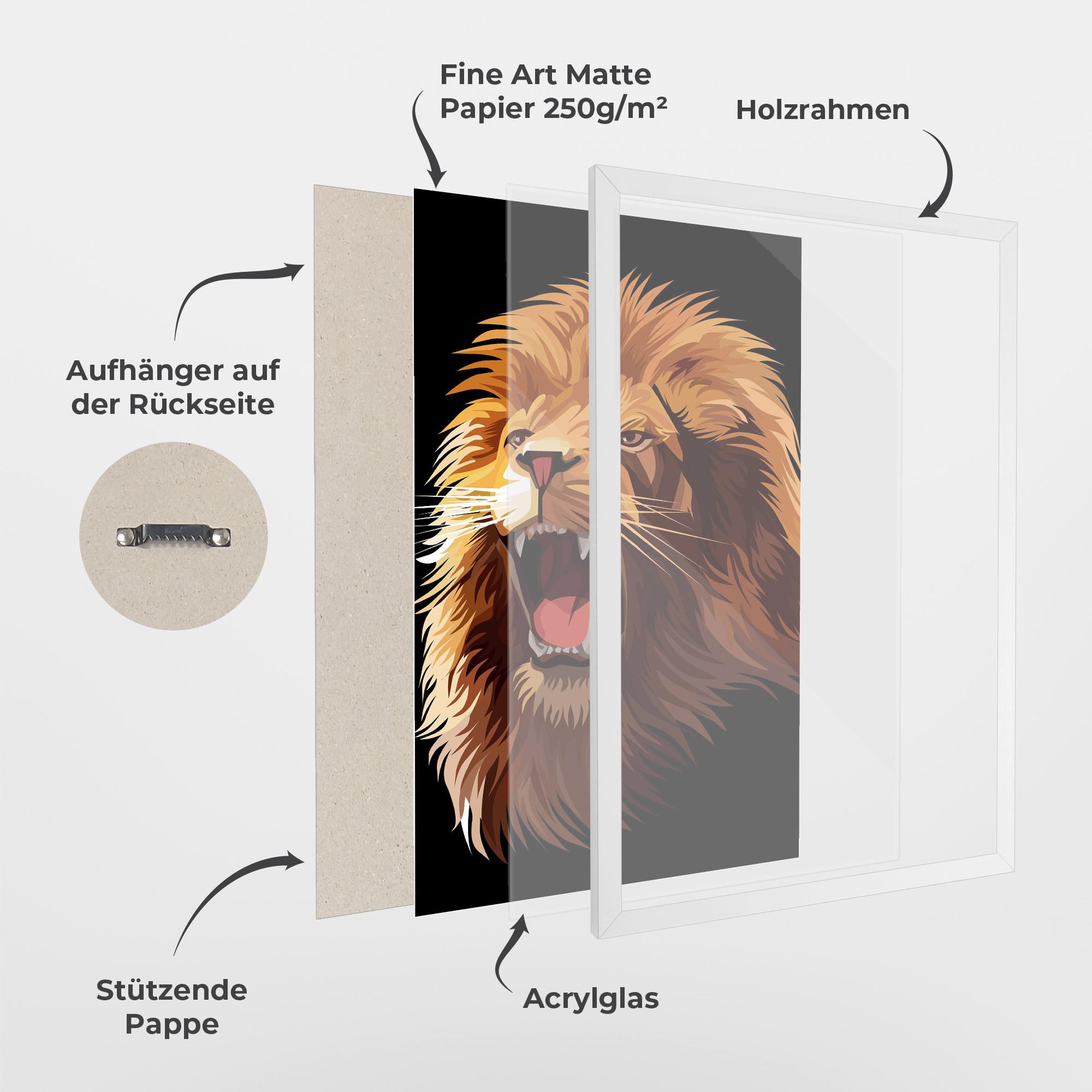 Gerahmte Poster Angry Lion Head mockup 1