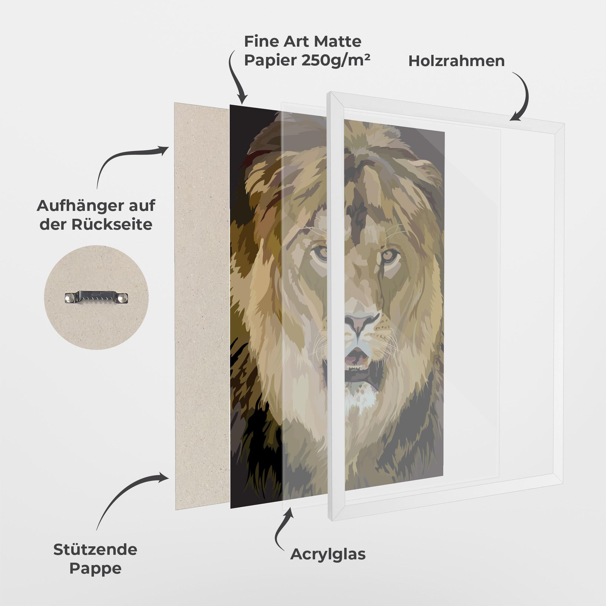Gerahmte Poster Beautiful Lion Art mockup 1