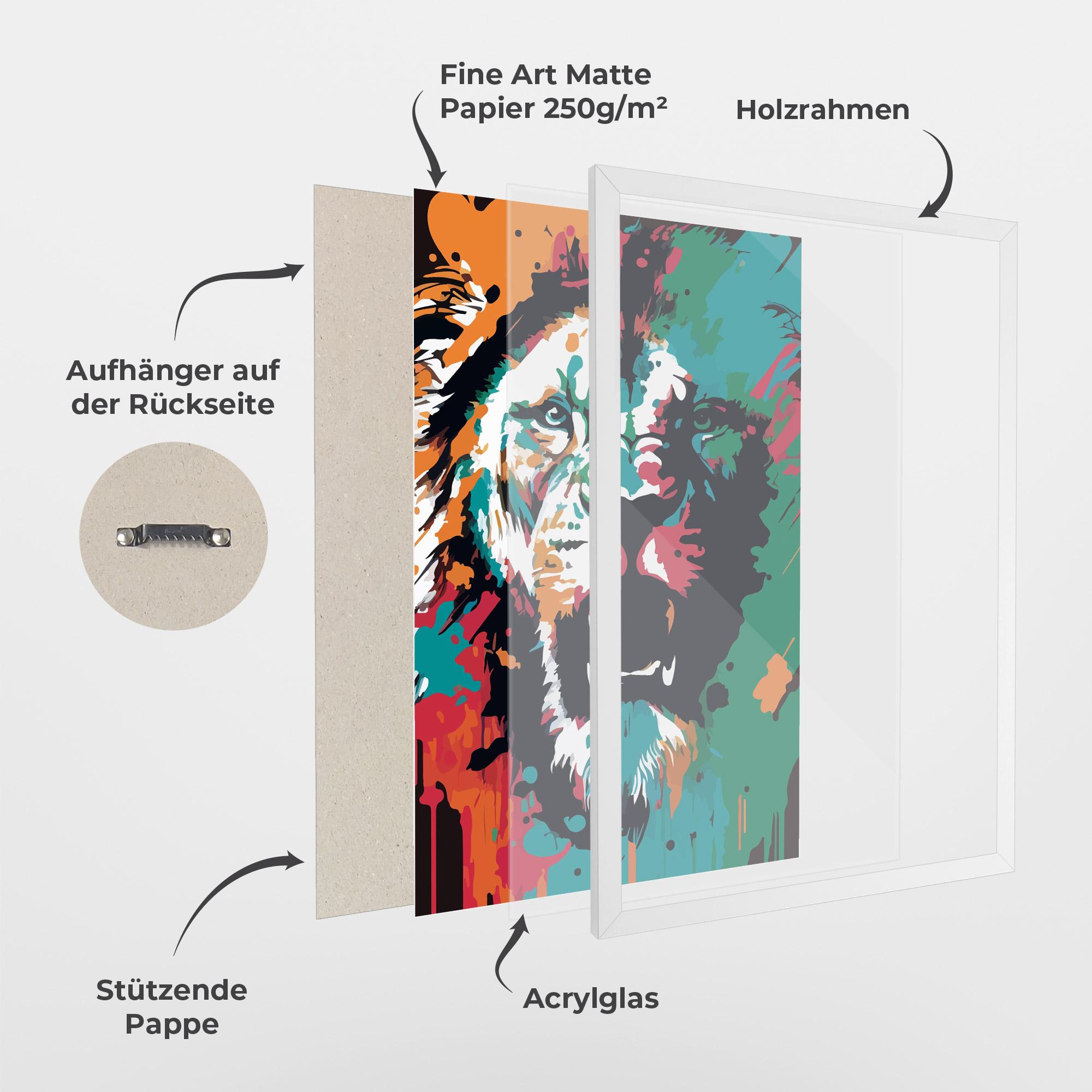 Gerahmte Poster Blue Green Lion mockup 1