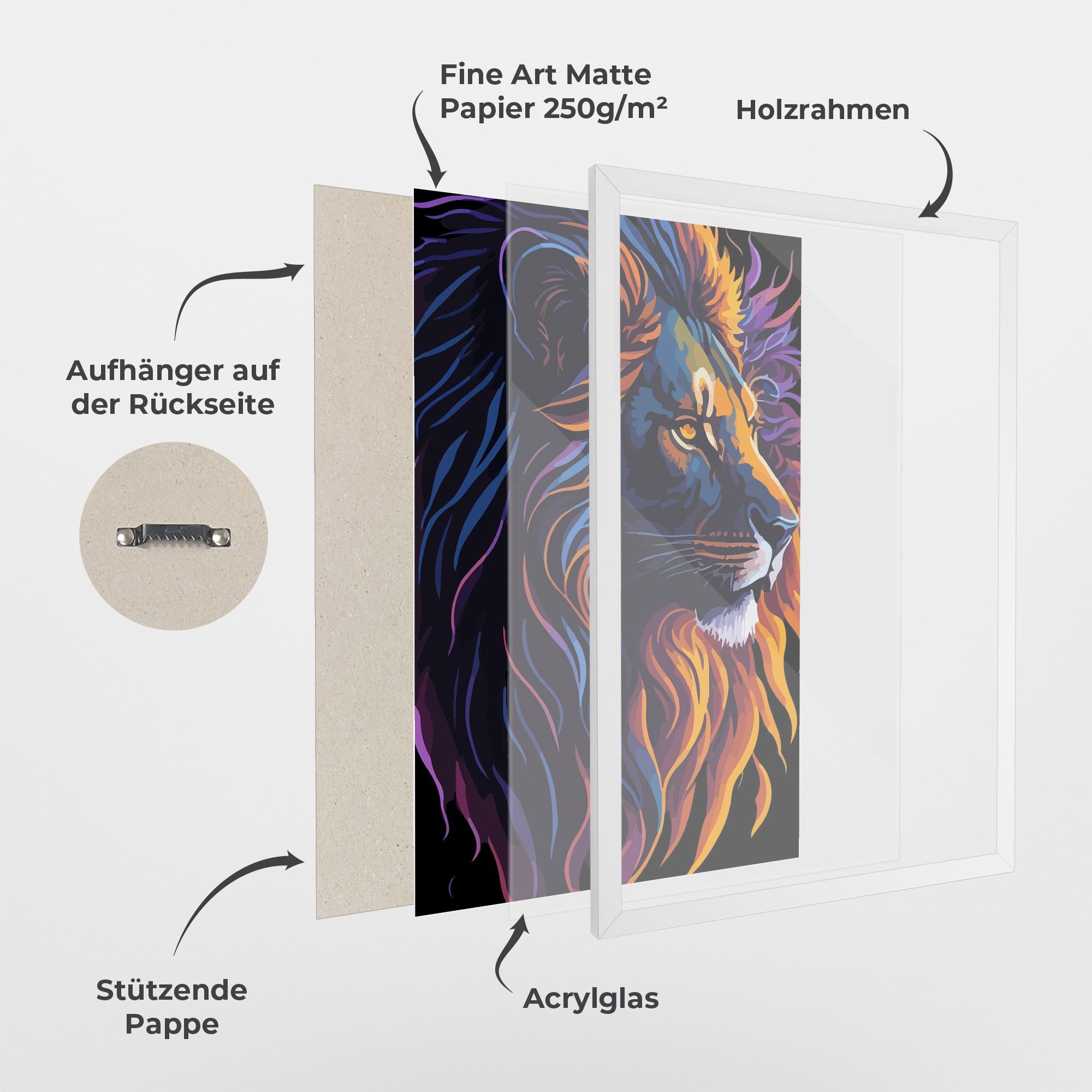 Colorful Lion On Black mockup 1