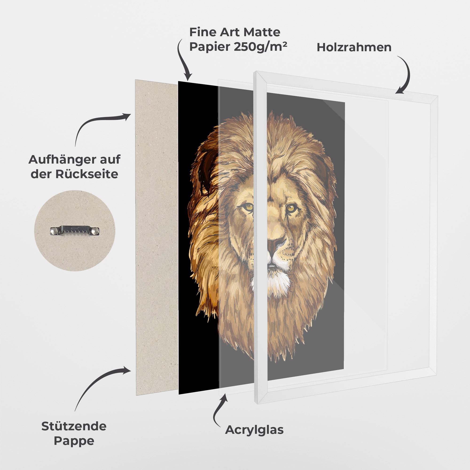 Gerahmte Poster Lion Head mockup 1