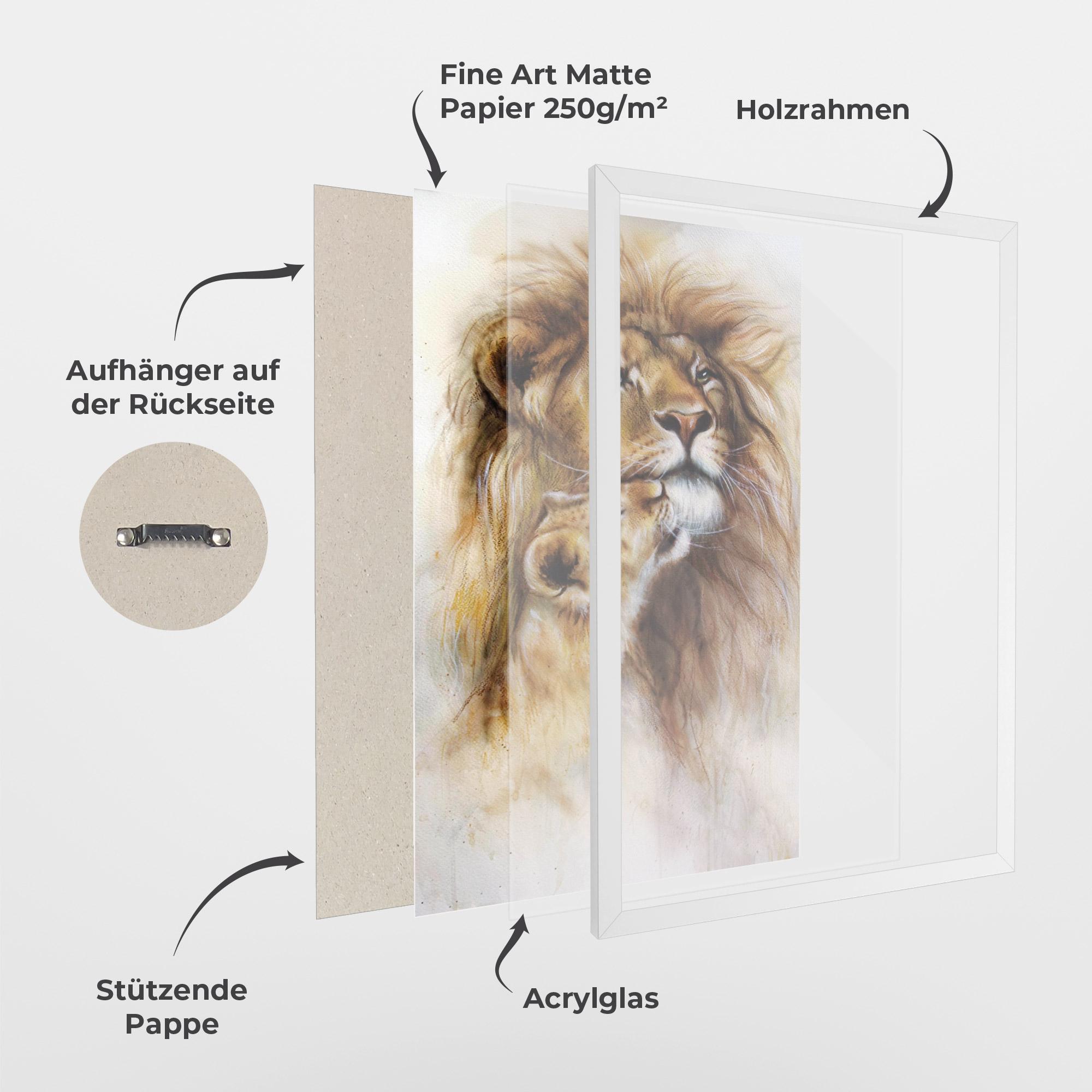 Gerahmte Poster Lion Love mockup 1