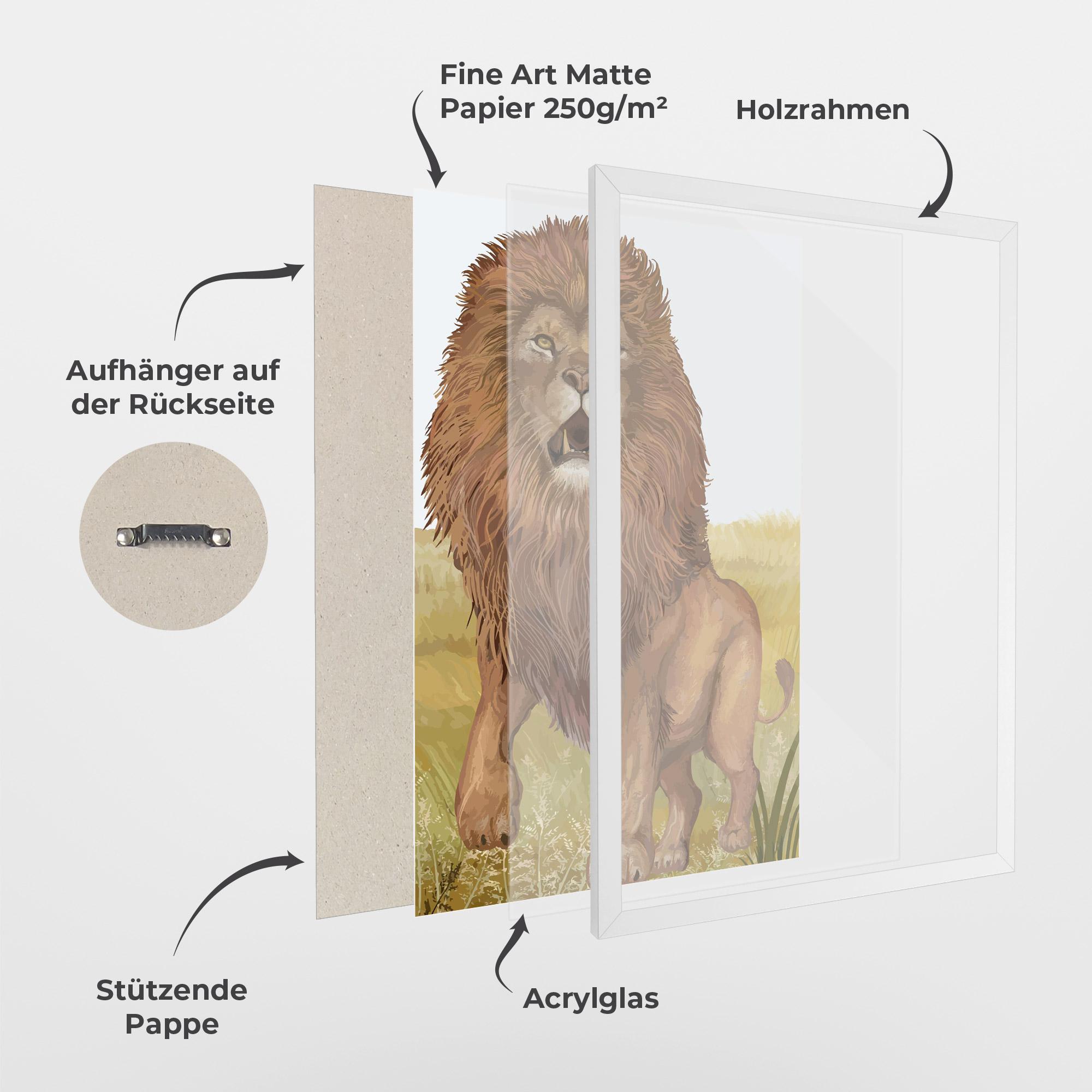 Gerahmte Poster Wild Lion mockup 1