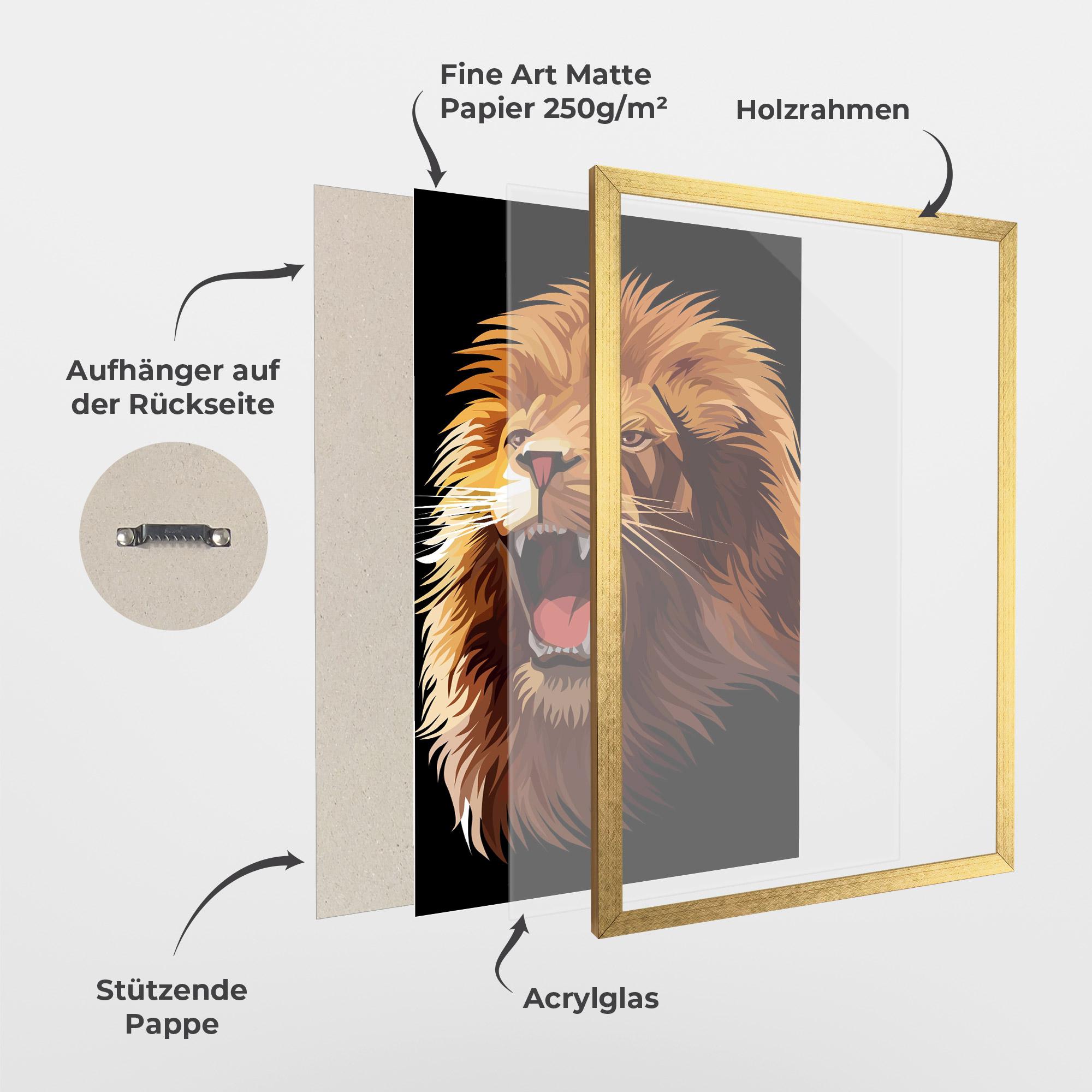 Gerahmte Poster Angry Lion Head mockup 1