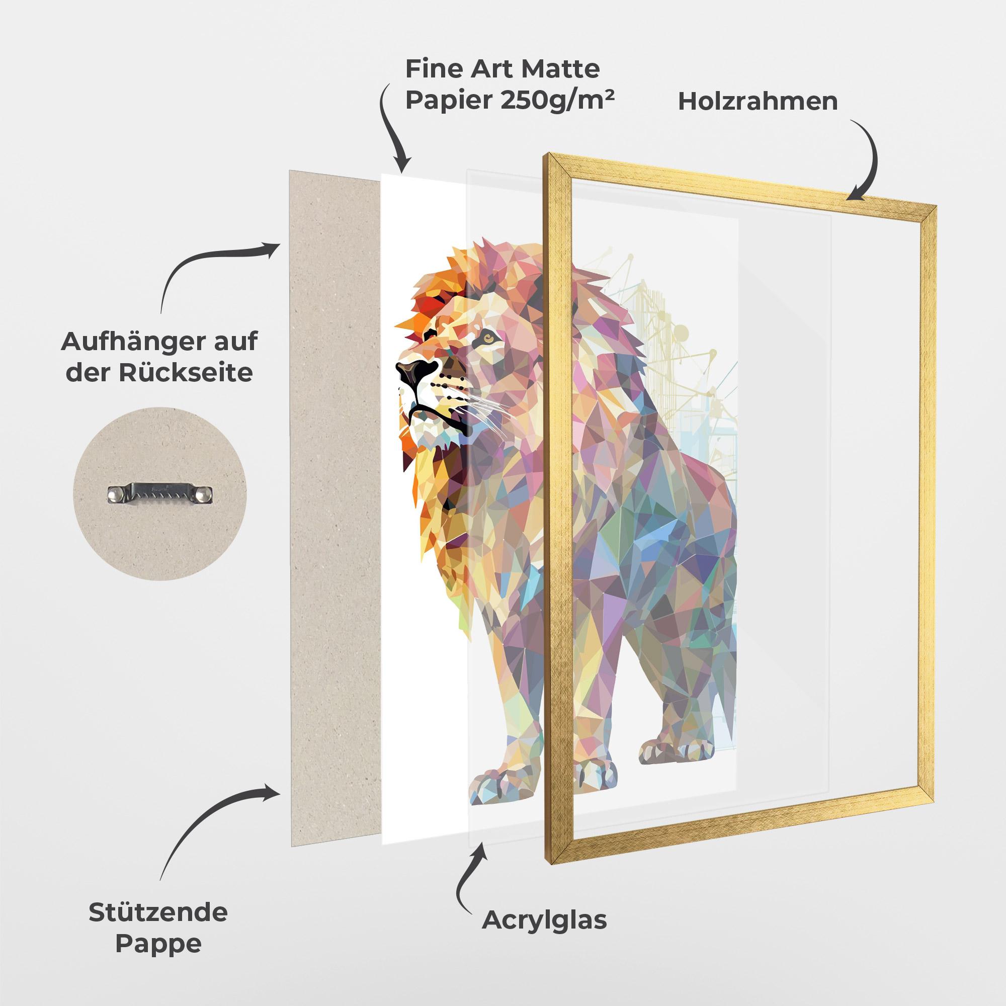 Gerahmte Poster Artistic Lion mockup 1