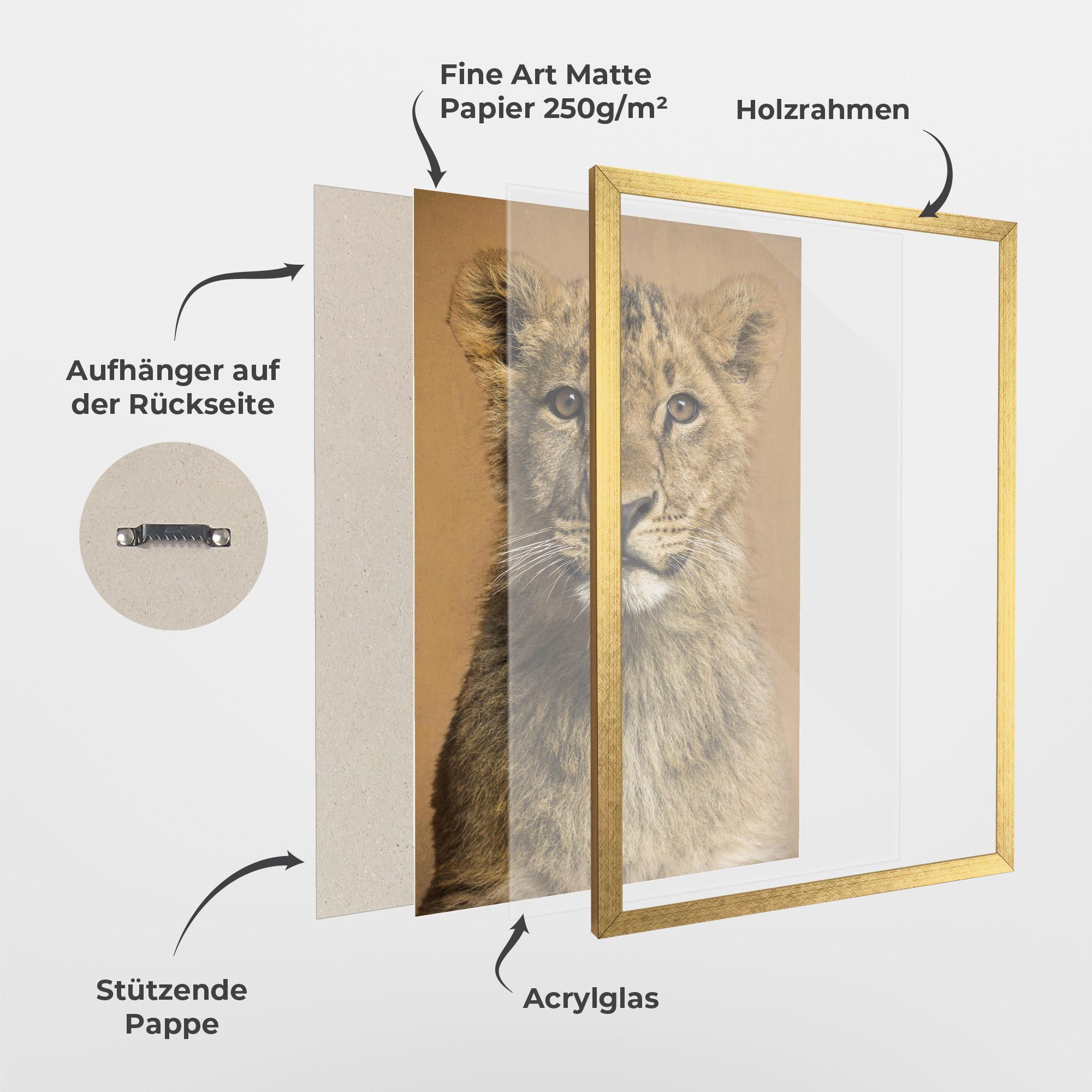 Gerahmte Poster Baby Lion mockup 1