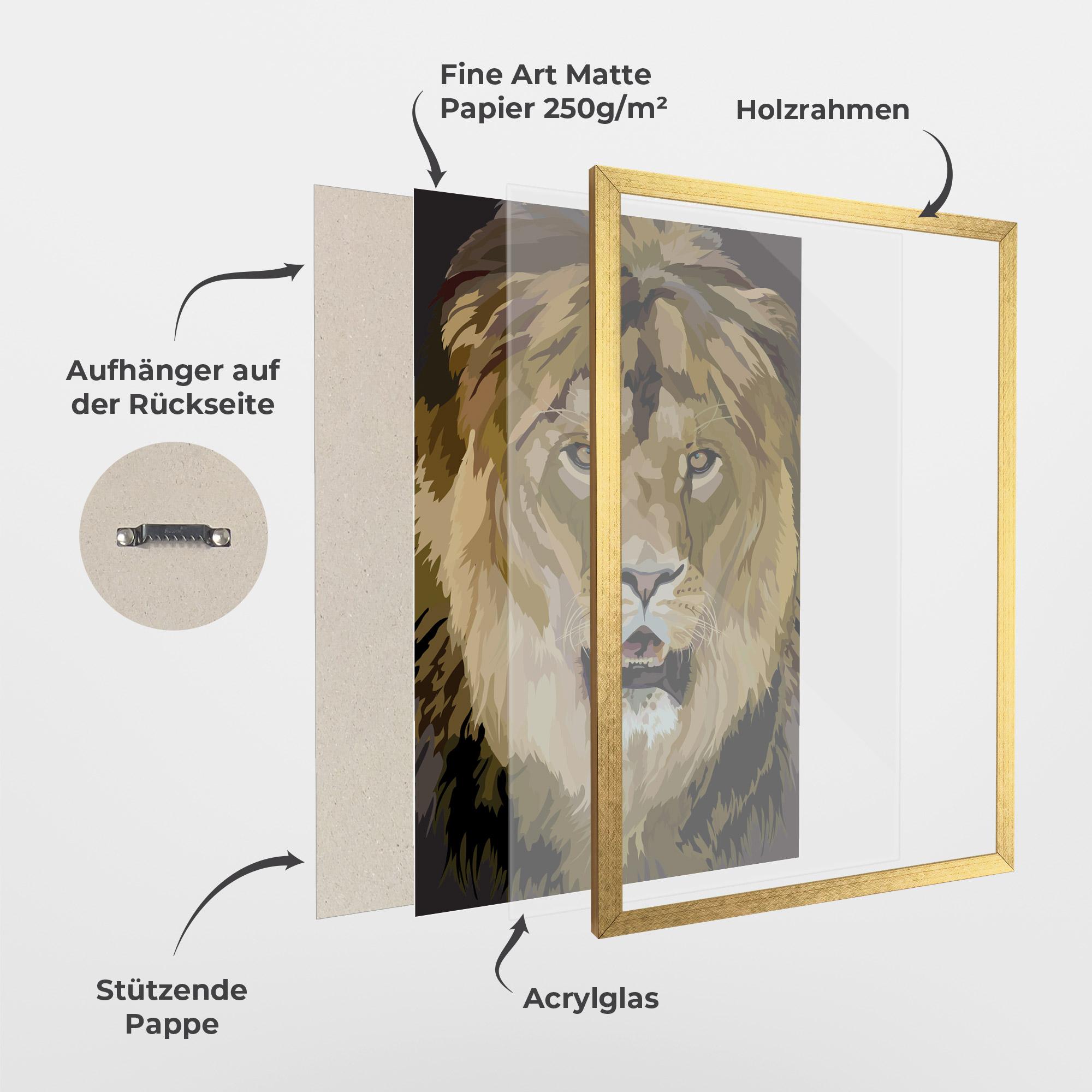 Gerahmte Poster Beautiful Lion Art mockup 1