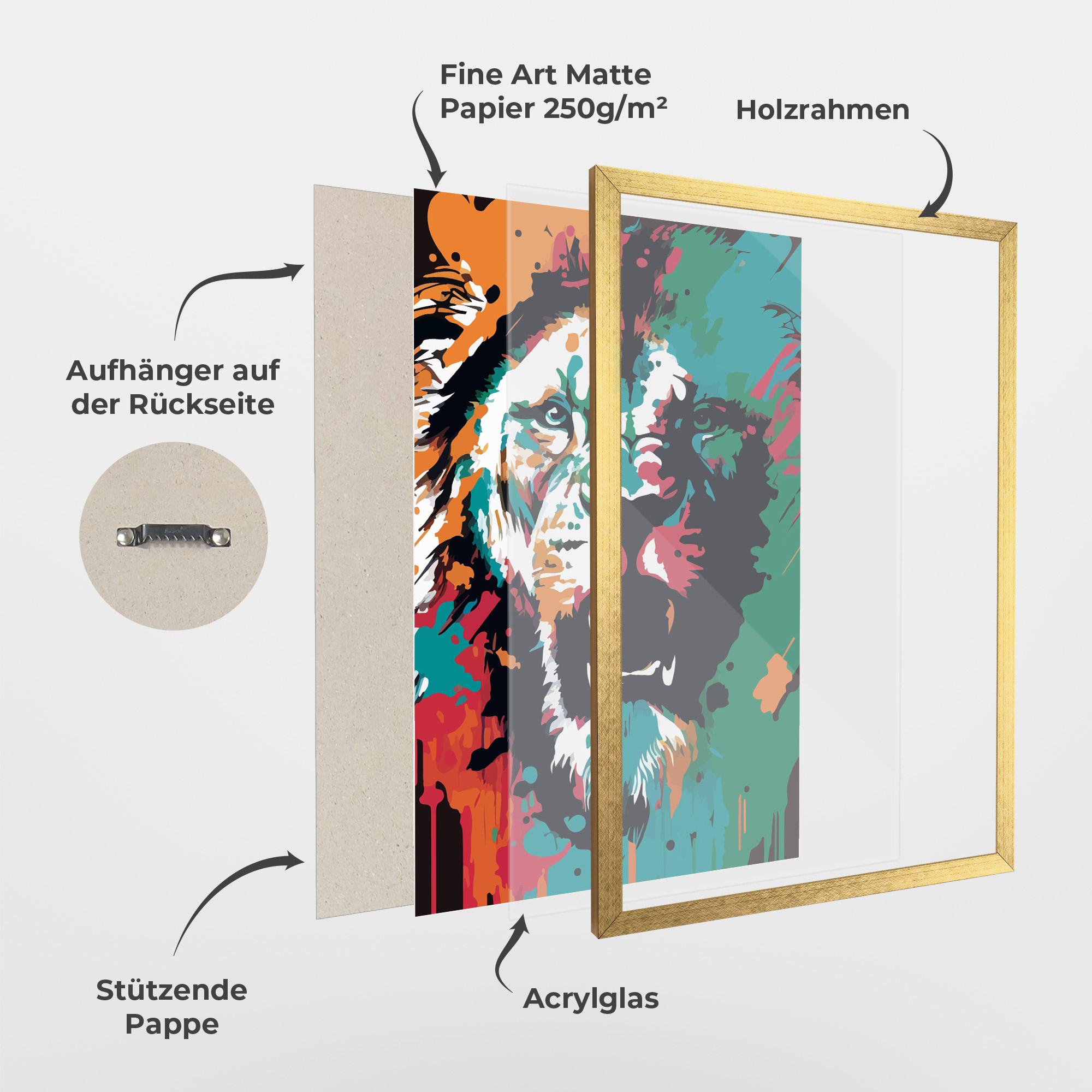 Gerahmte Poster Blue Green Lion mockup 1