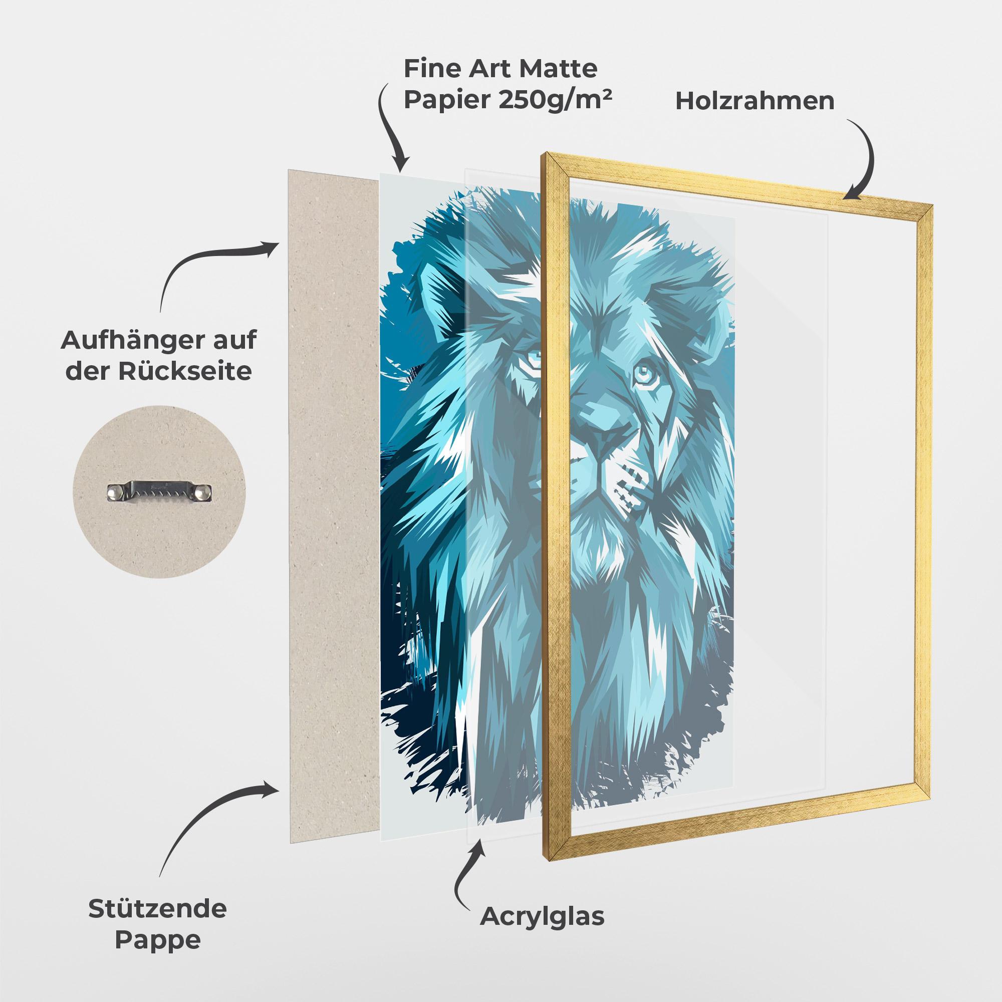 Gerahmte Poster Blue Lion Head mockup 1