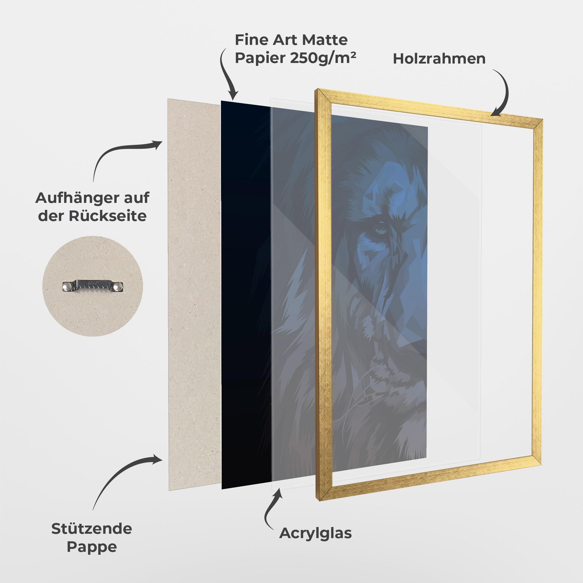 Gerahmte Poster Blue Lion mockup 1