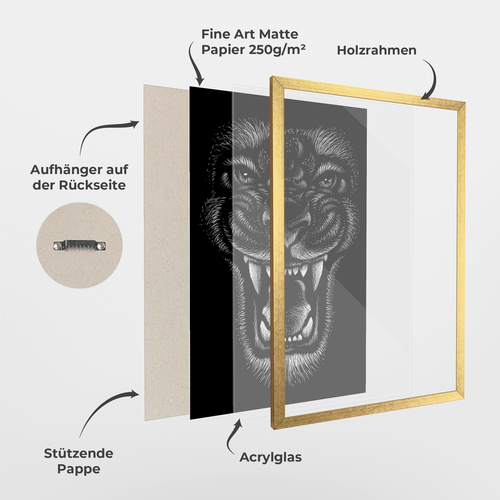 Gerahmte Poster Lion Bite mockup 1
