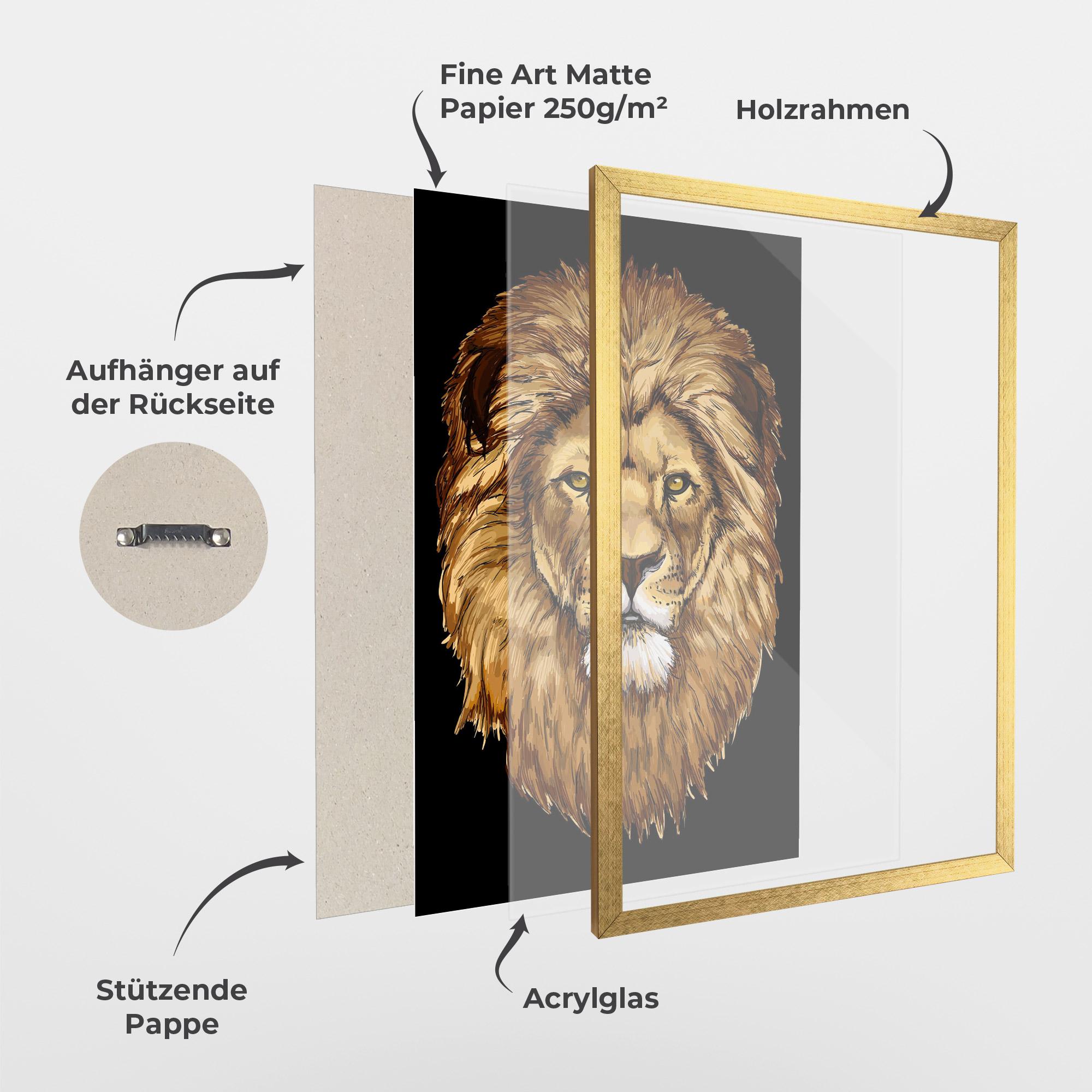 Gerahmte Poster Lion Head mockup 1