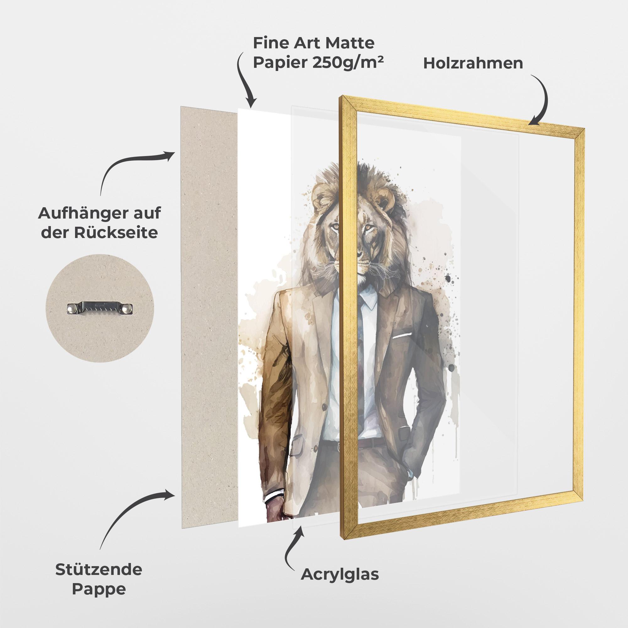 Gerahmte Poster Lion In Suit mockup 1