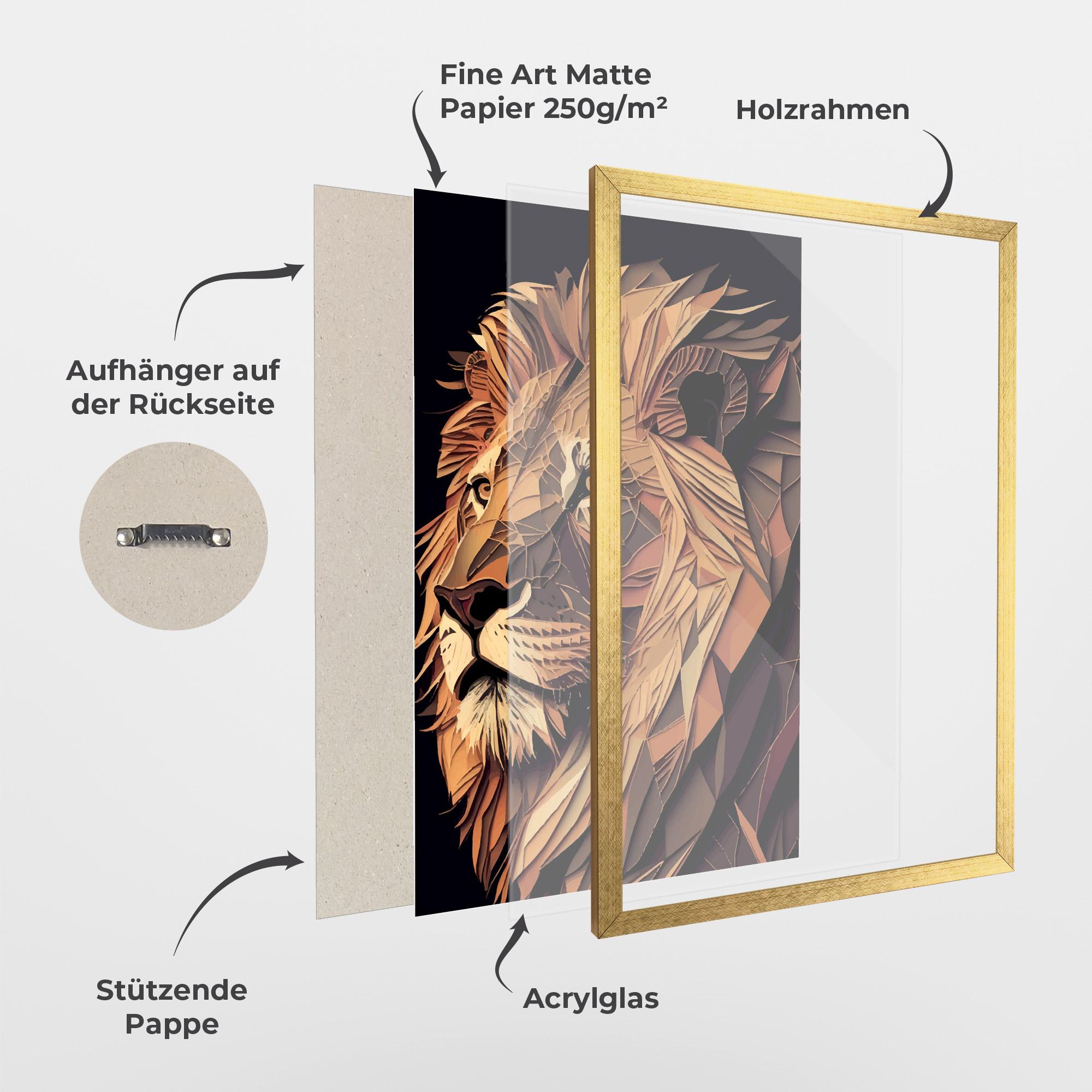 Gerahmte Poster Orange Mix Lion mockup 1