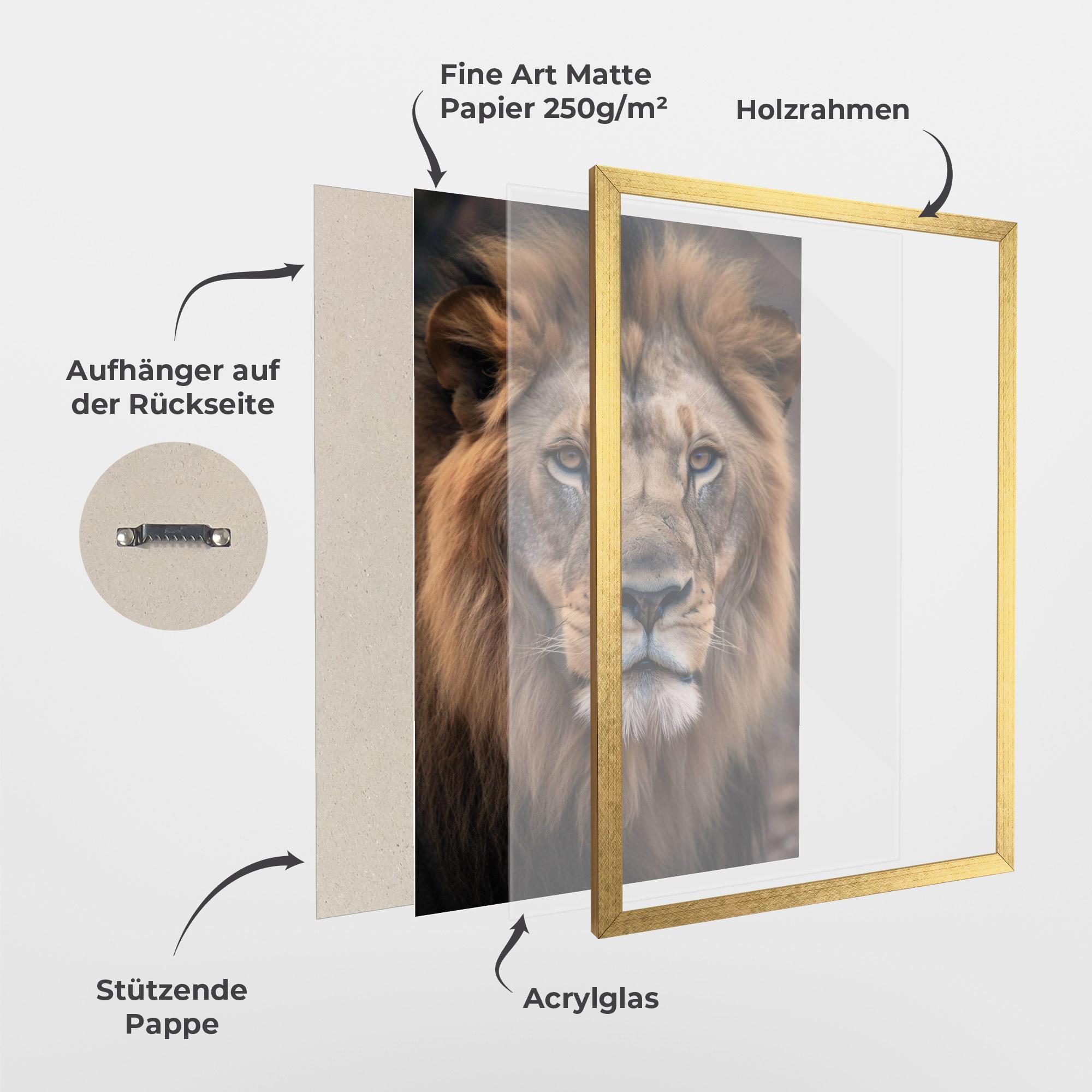 Gerahmte Poster Wild Lion View mockup 1