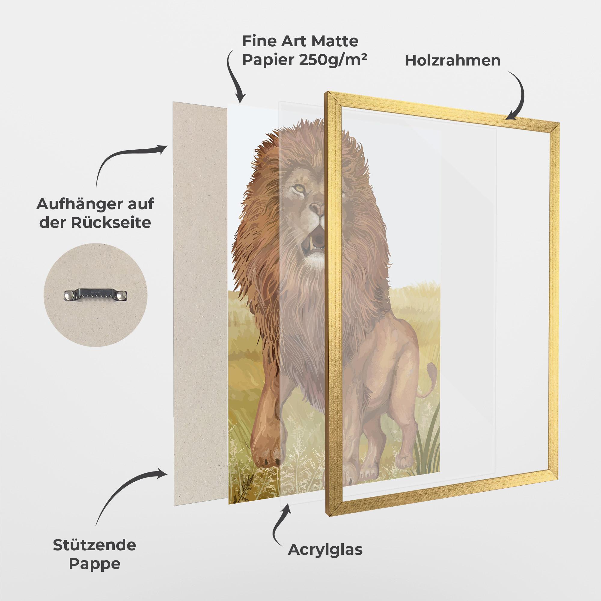 Gerahmte Poster Wild Lion mockup 1