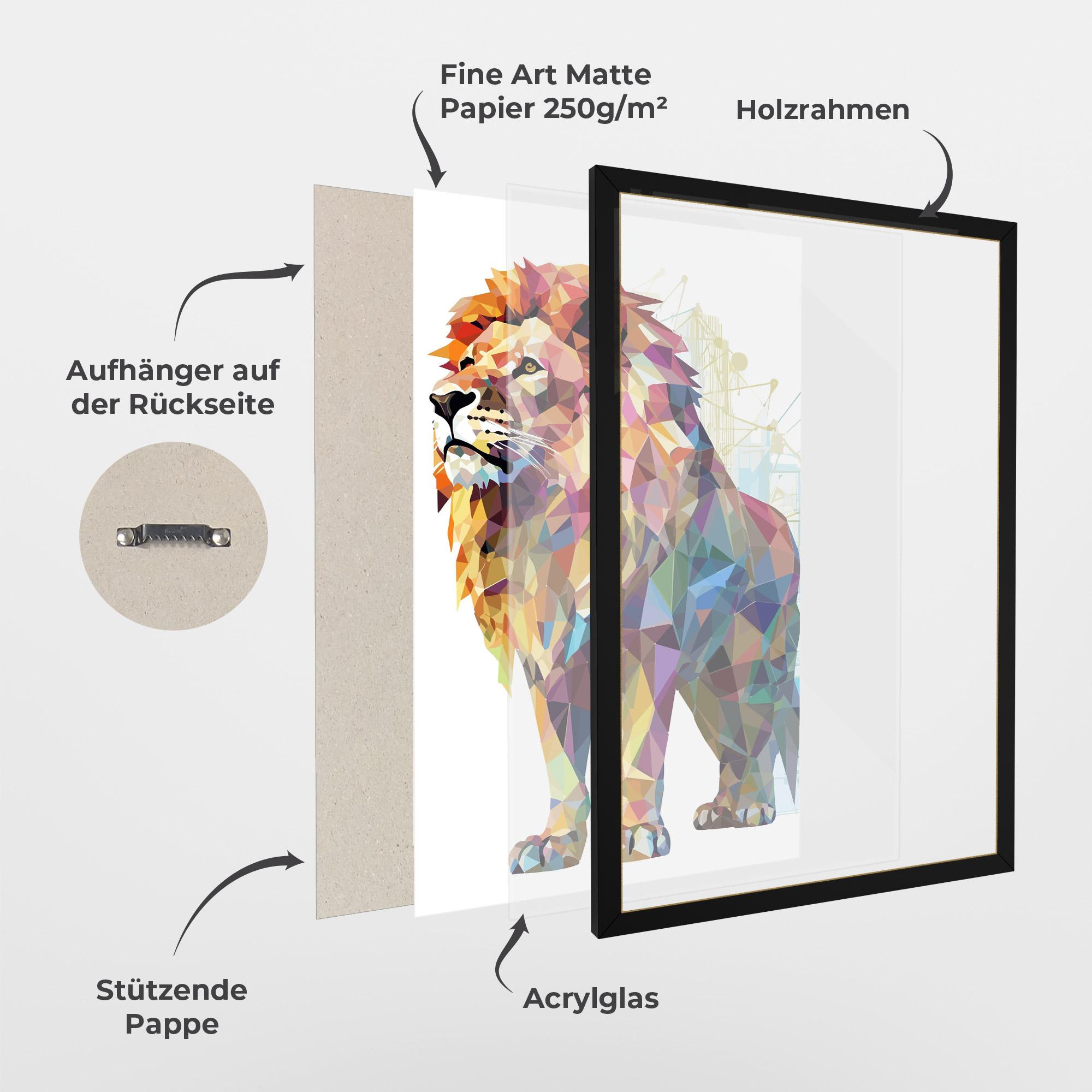 Gerahmte Poster Artistic Lion mockup 1