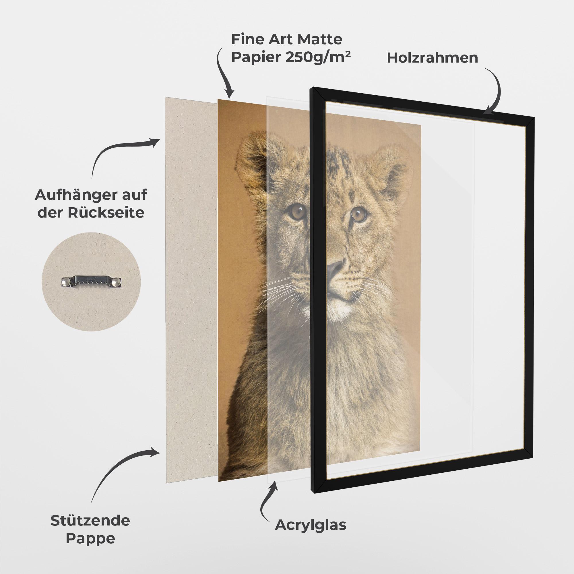 Gerahmte Poster Baby Lion mockup 1