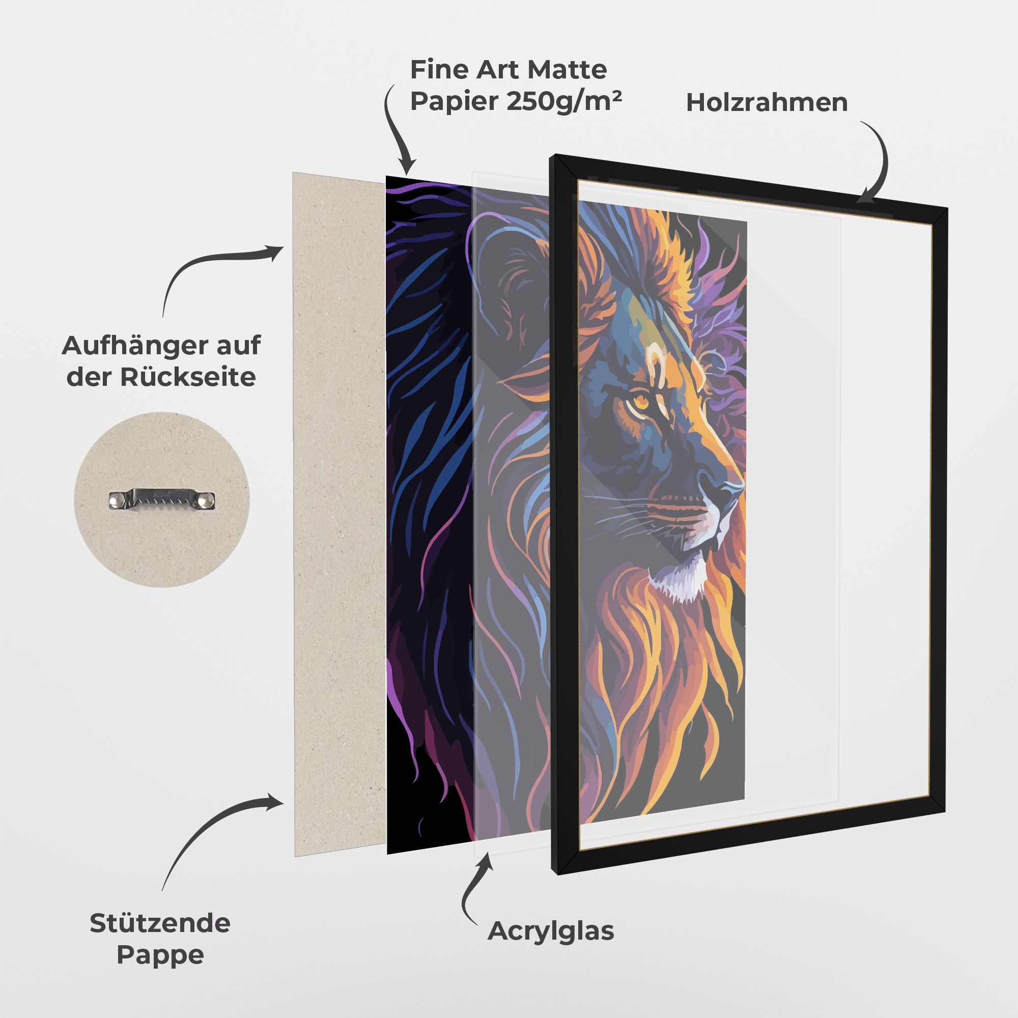 Colorful Lion On Black mockup 1