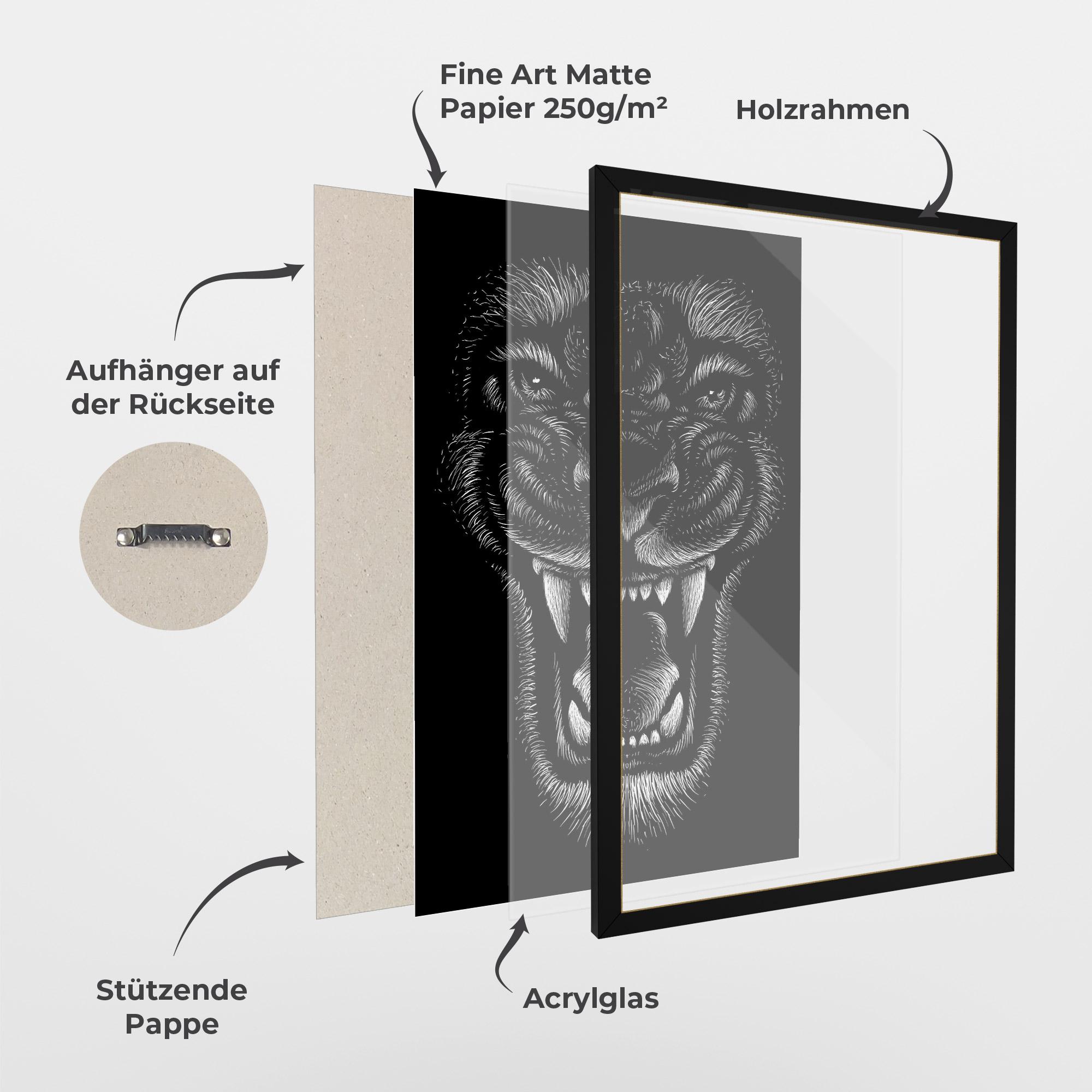 Gerahmte Poster Lion Bite mockup 1