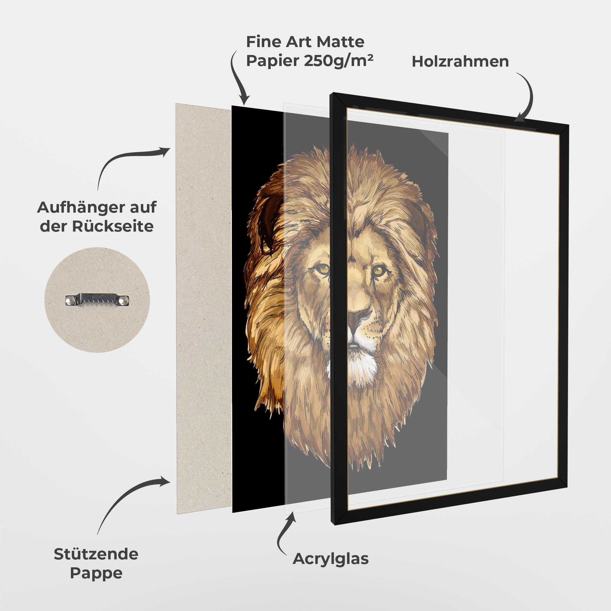Gerahmte Poster Lion Head mockup 1