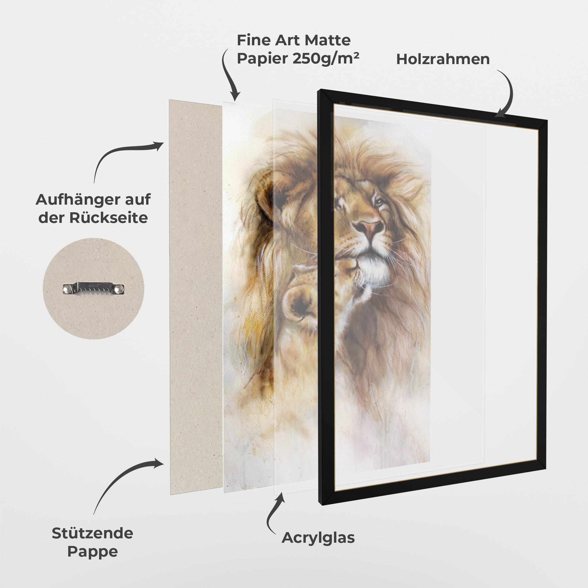 Gerahmte Poster Lion Love mockup 1