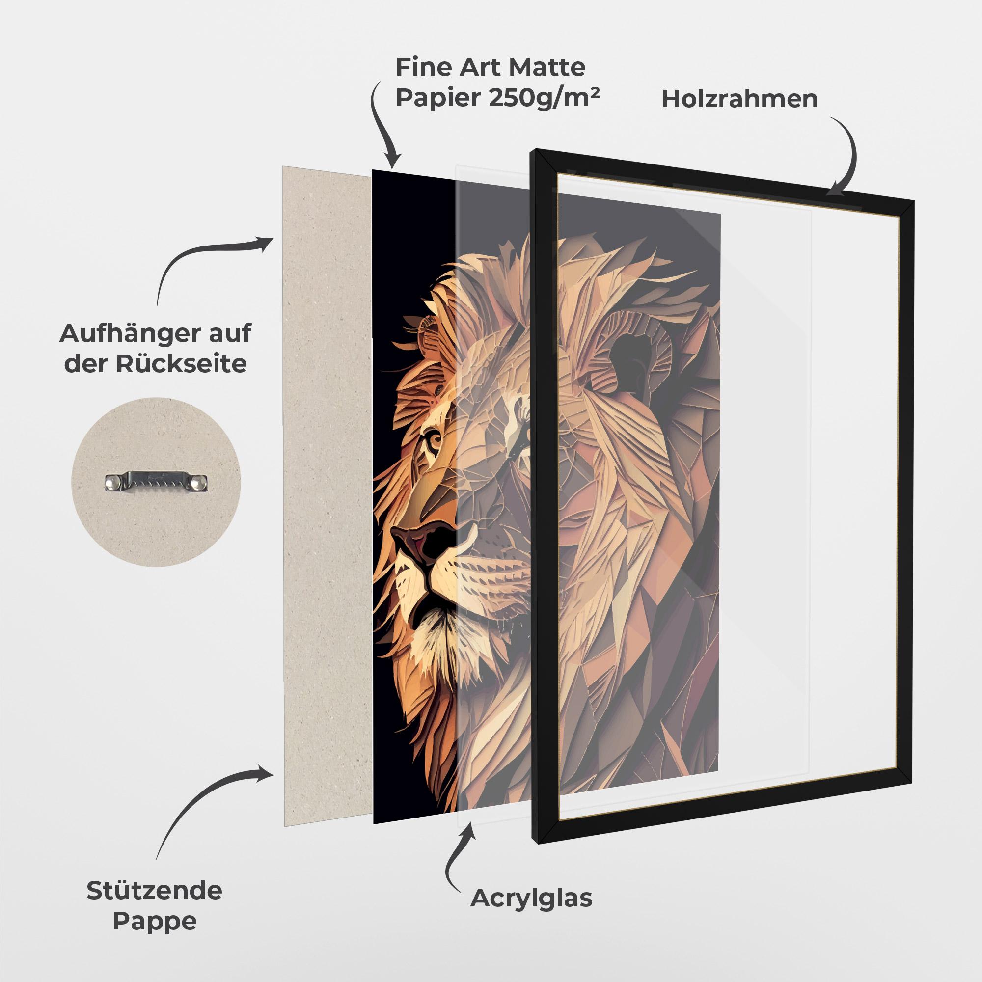 Gerahmte Poster Orange Mix Lion mockup 1