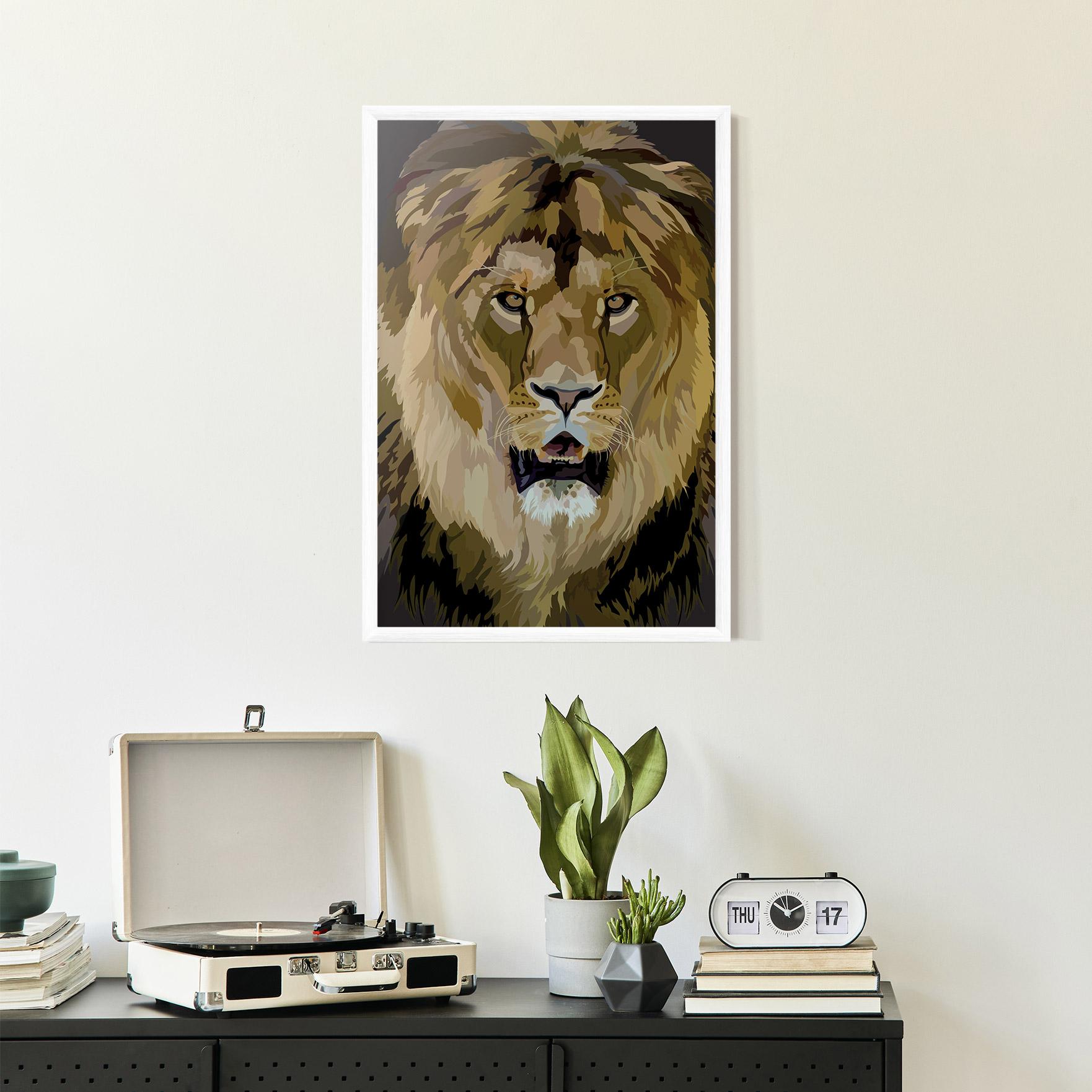 Gerahmte Poster Beautiful Lion Art mockup 2