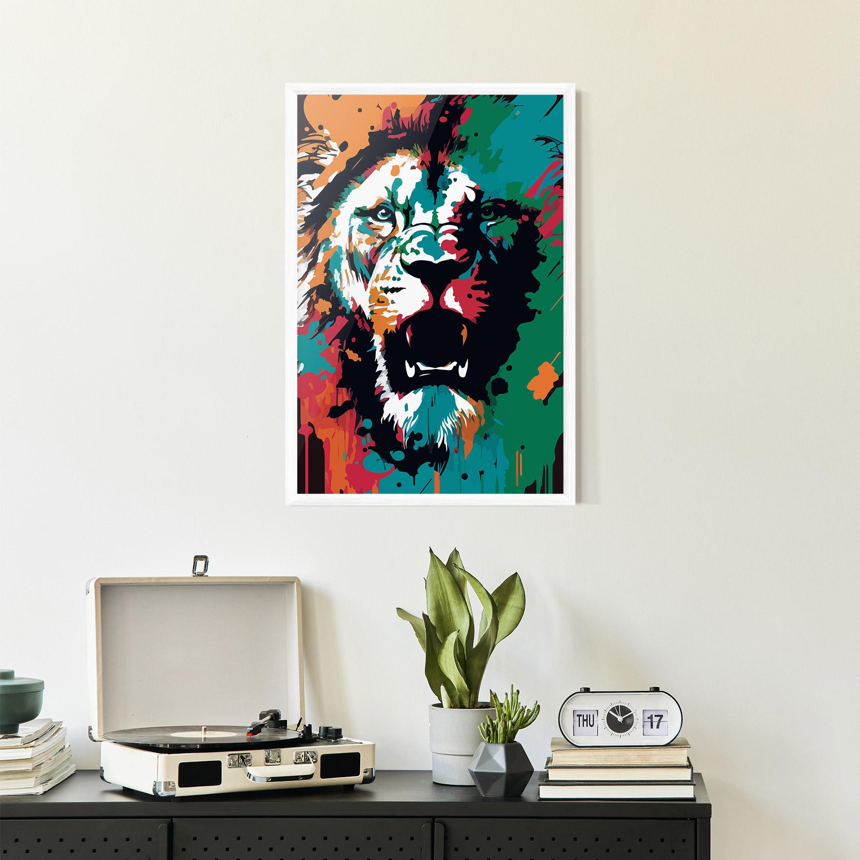 Gerahmte Poster Blue Green Lion mockup 2