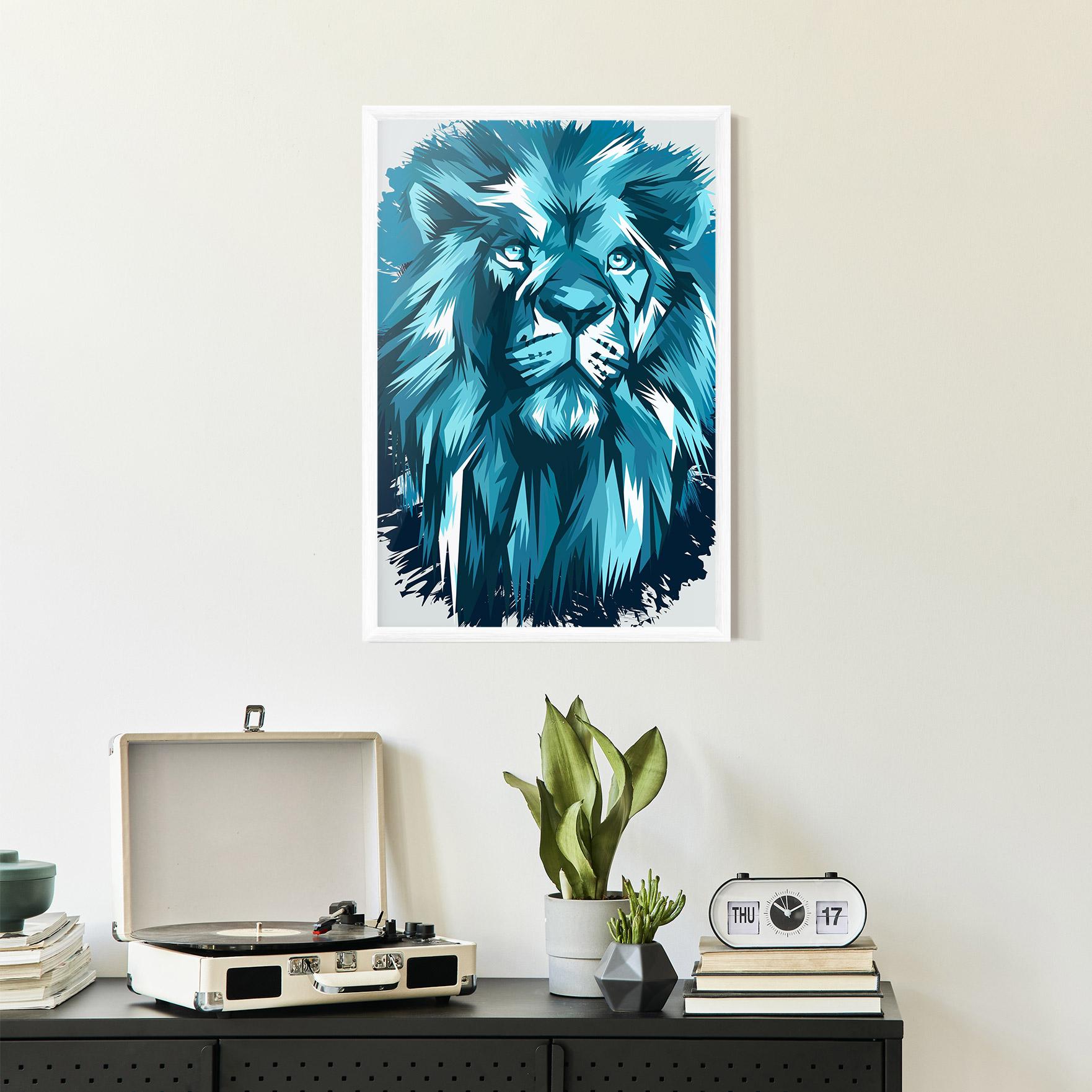 Gerahmte Poster Blue Lion Head mockup 2