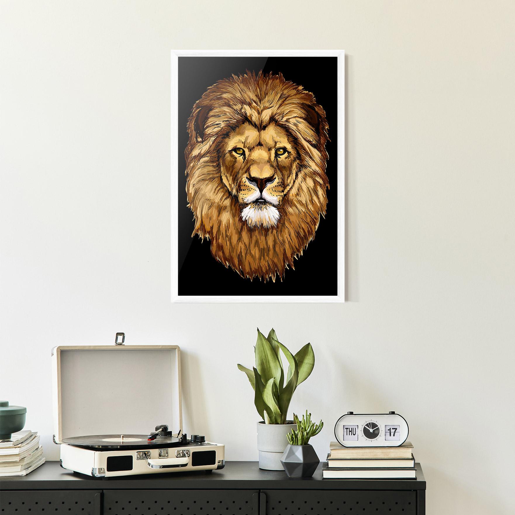 Gerahmte Poster Lion Head mockup 2