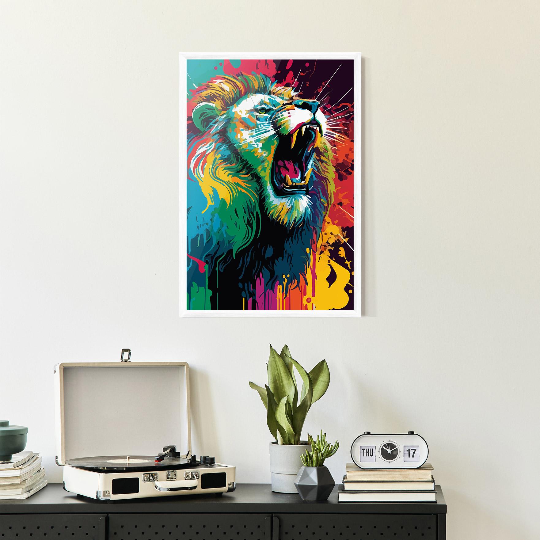 Gerahmte Poster Lion Splash mockup 2