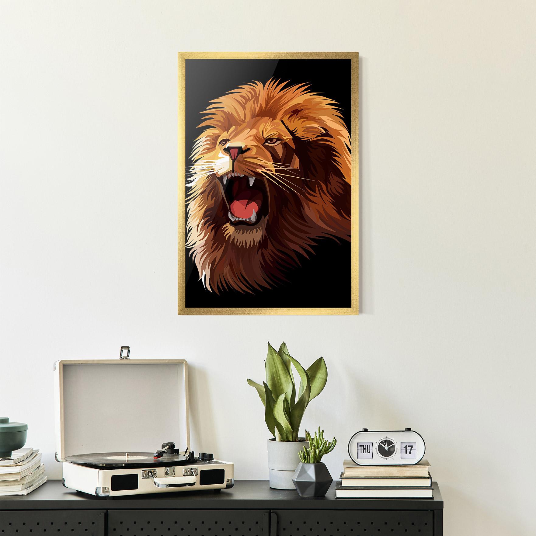 Gerahmte Poster Angry Lion Head mockup 2