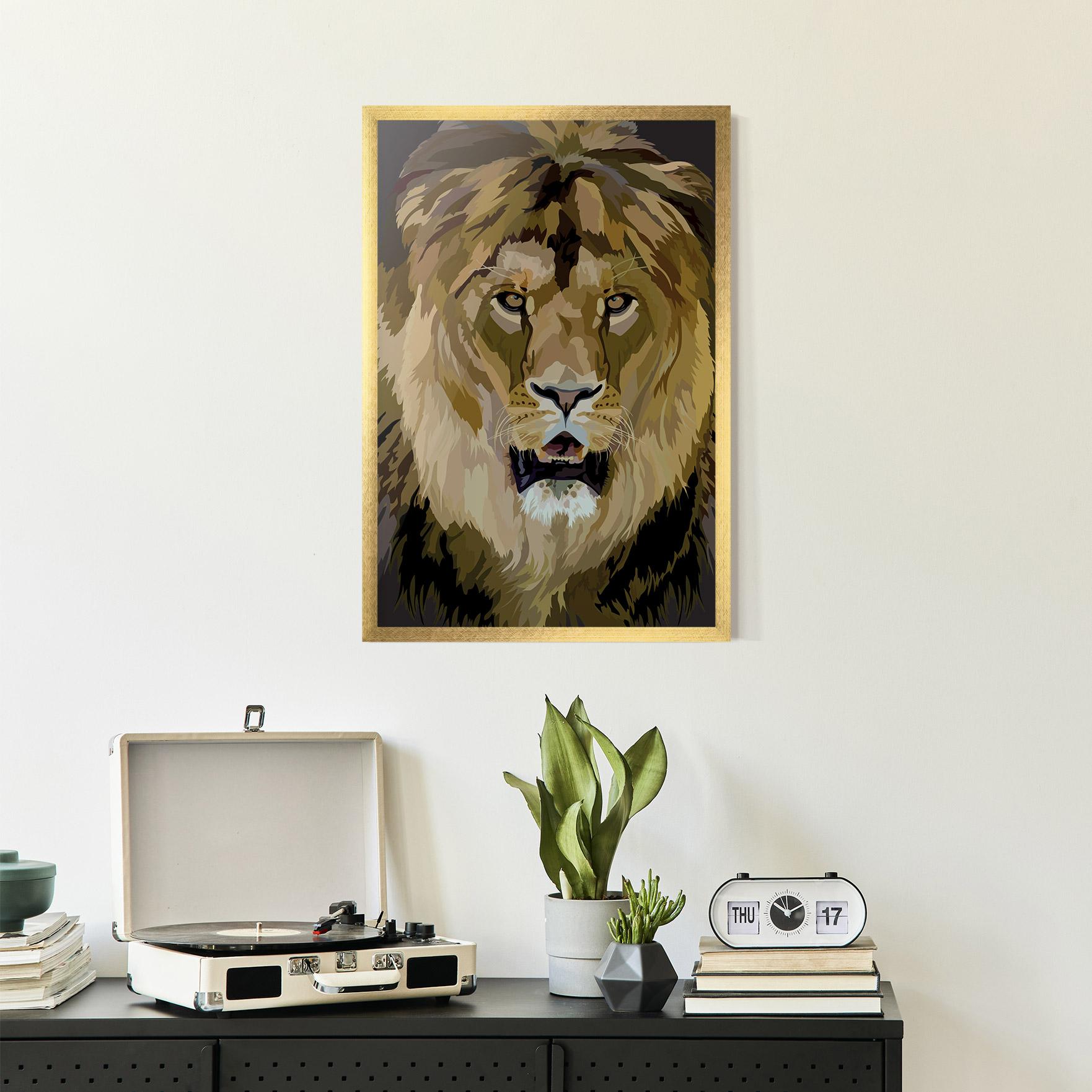 Gerahmte Poster Beautiful Lion Art mockup 2