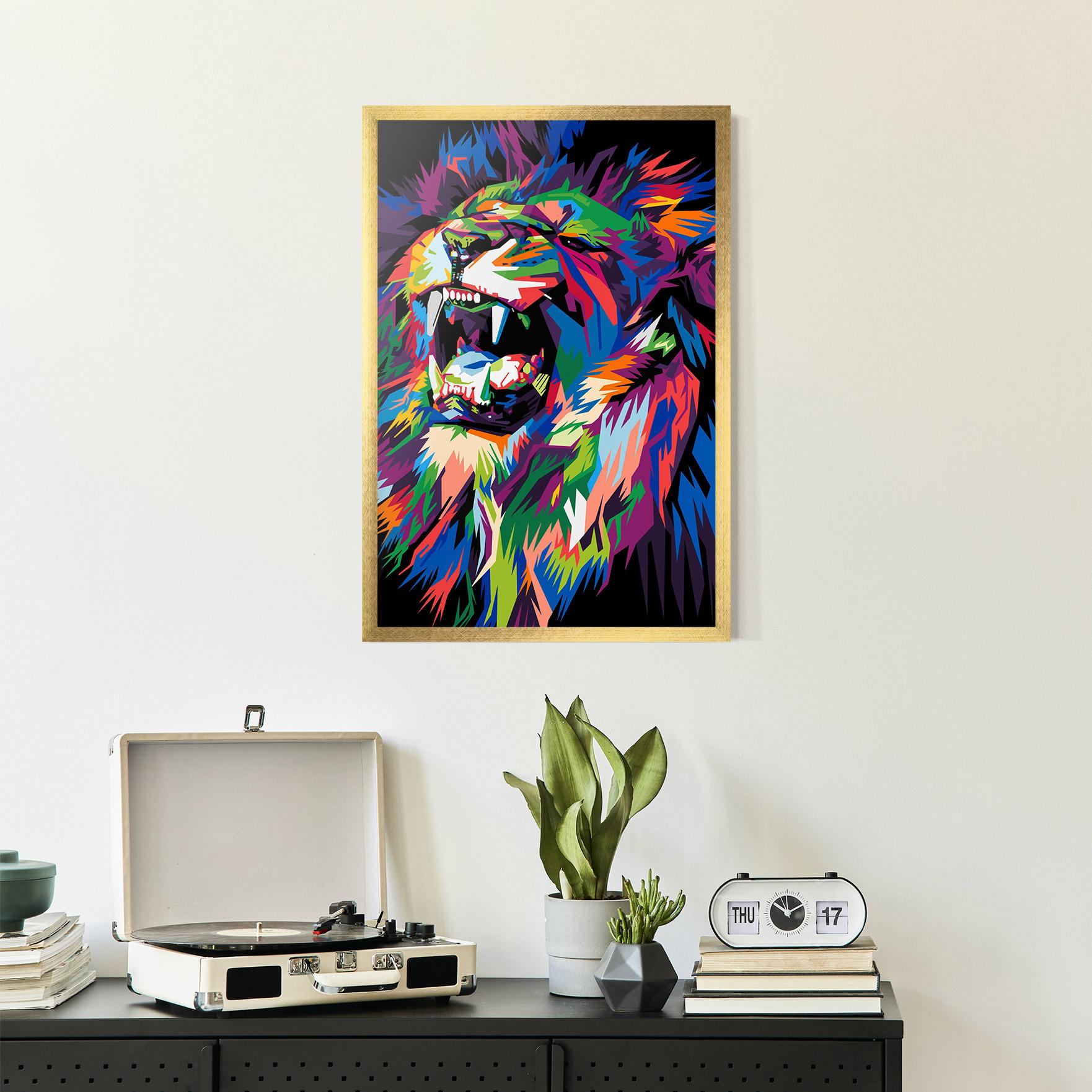 Gerahmte Poster Beautiful Lion mockup 2