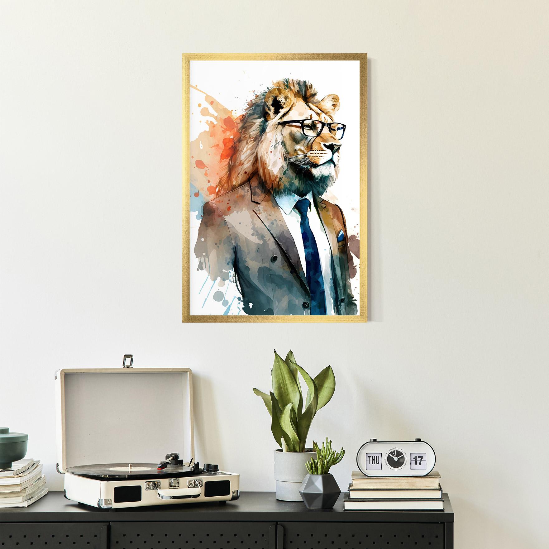 Gerahmte Poster Brown Suit Lion mockup 2