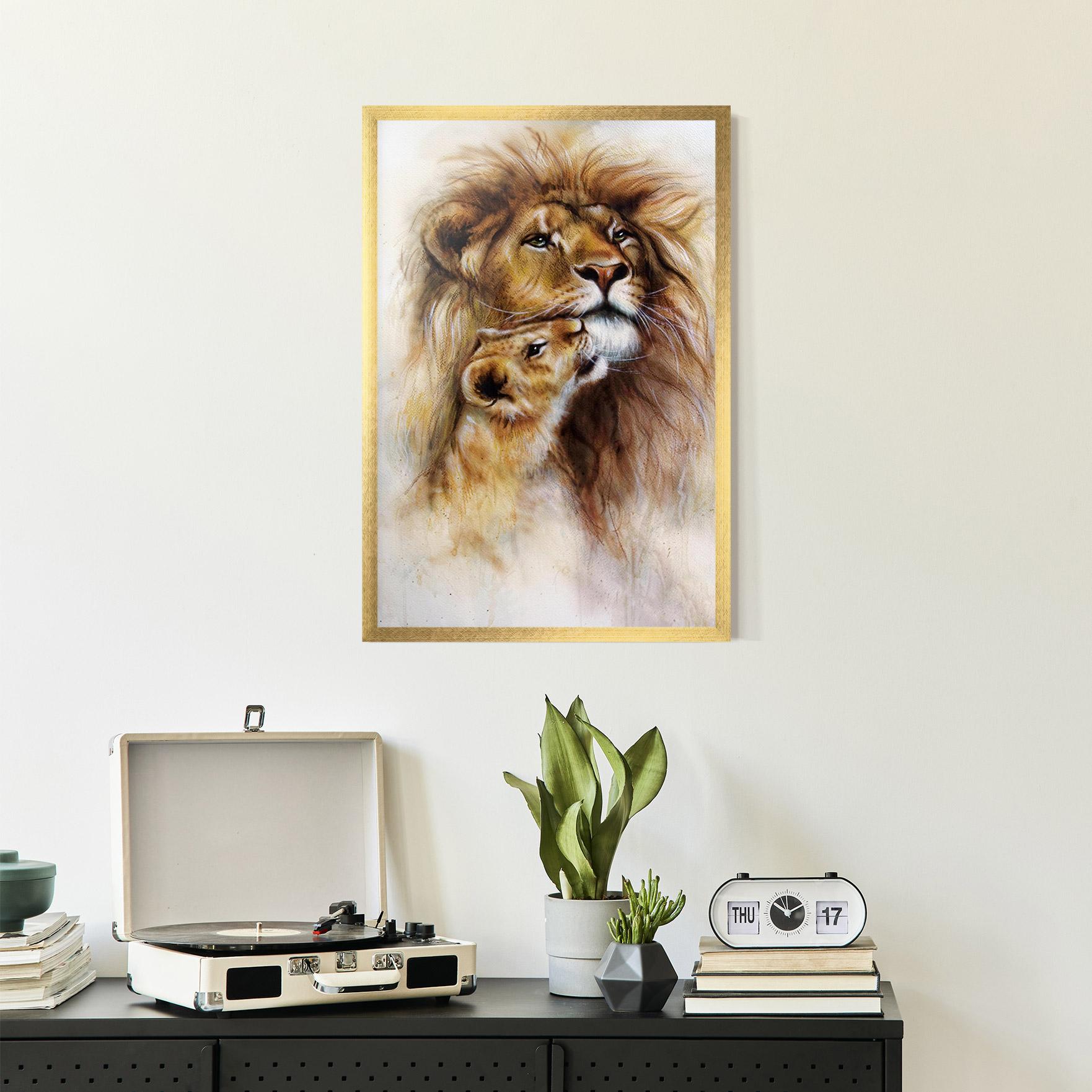 Gerahmte Poster Lion Love mockup 2