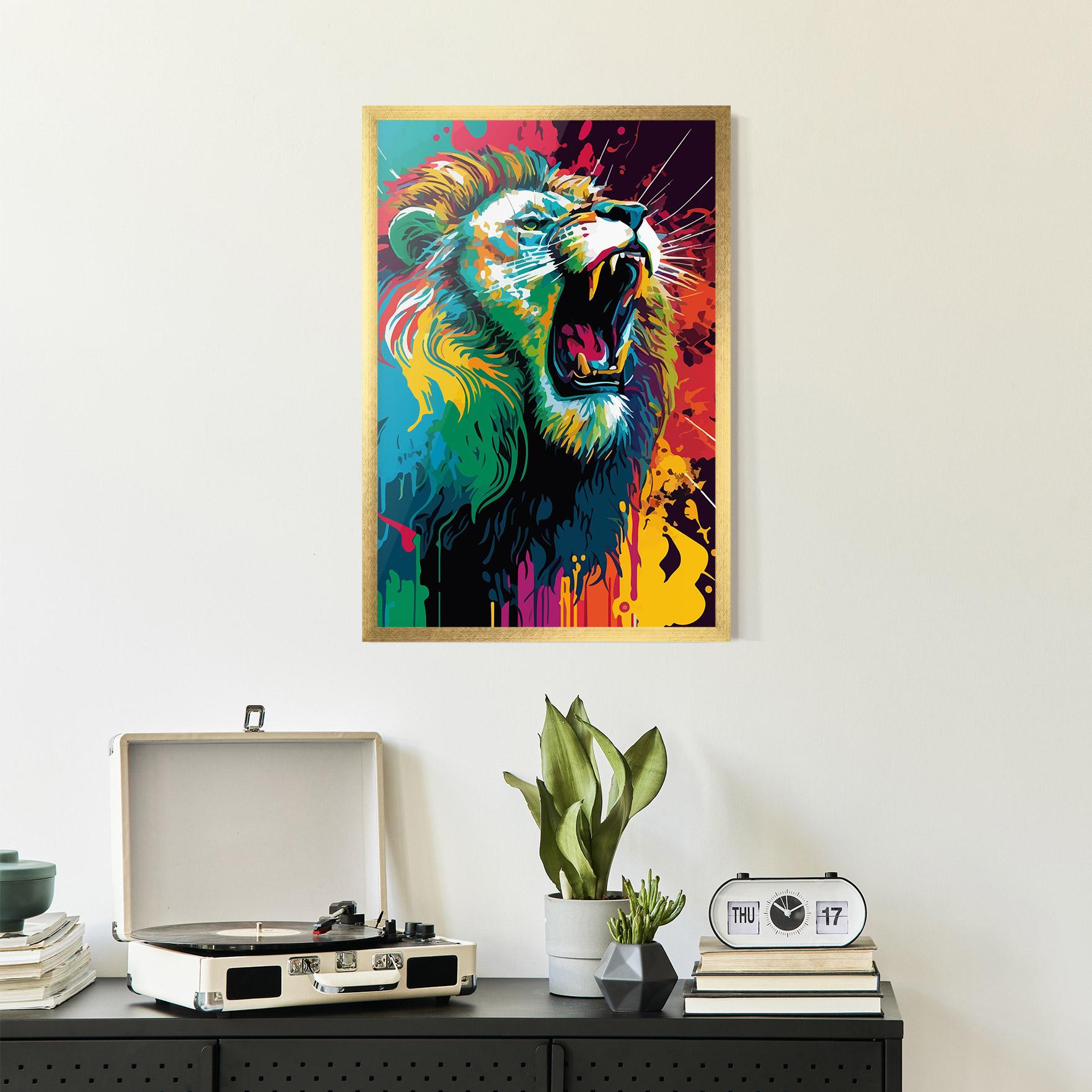 Gerahmte Poster Lion Splash mockup 2