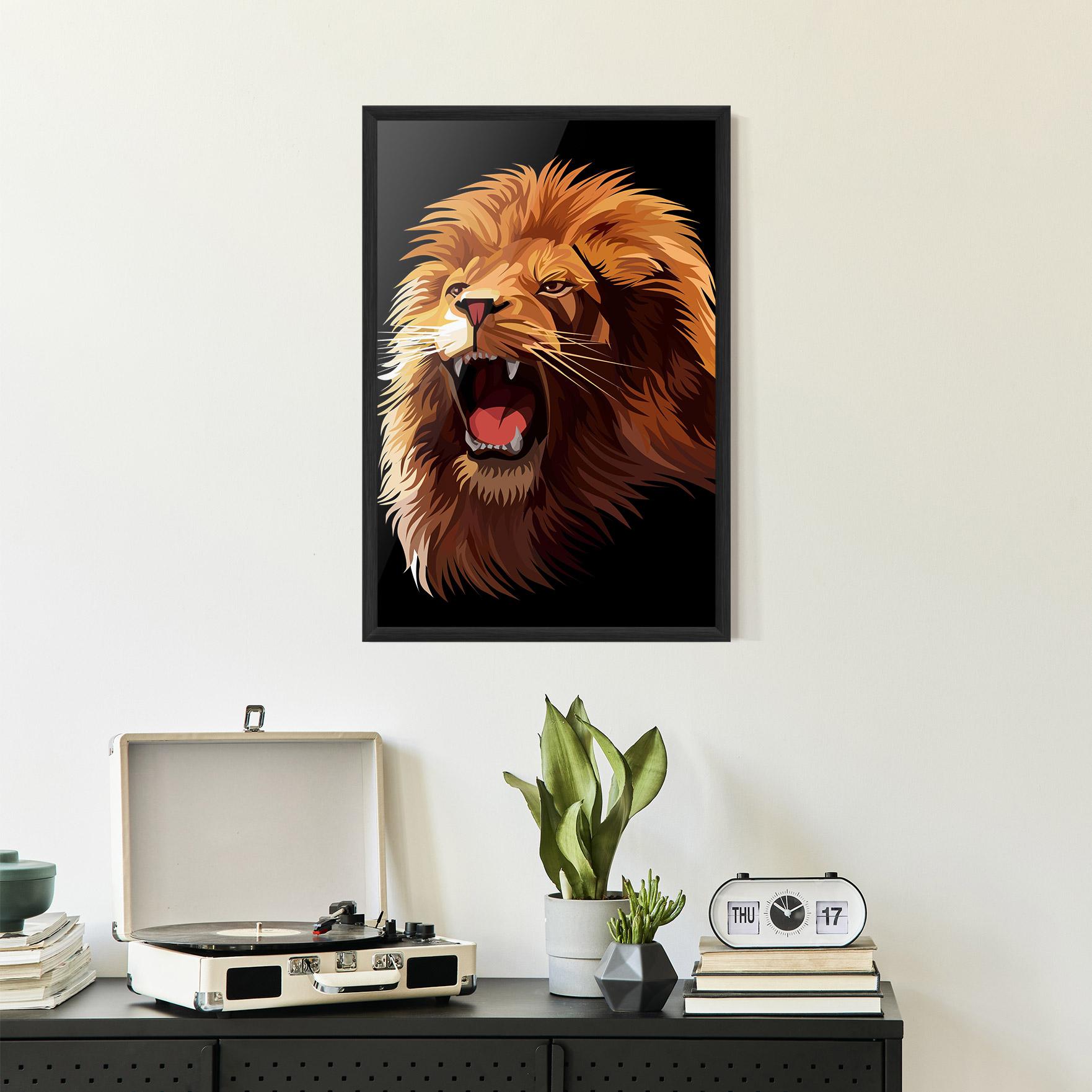 Gerahmte Poster Angry Lion Head mockup 2