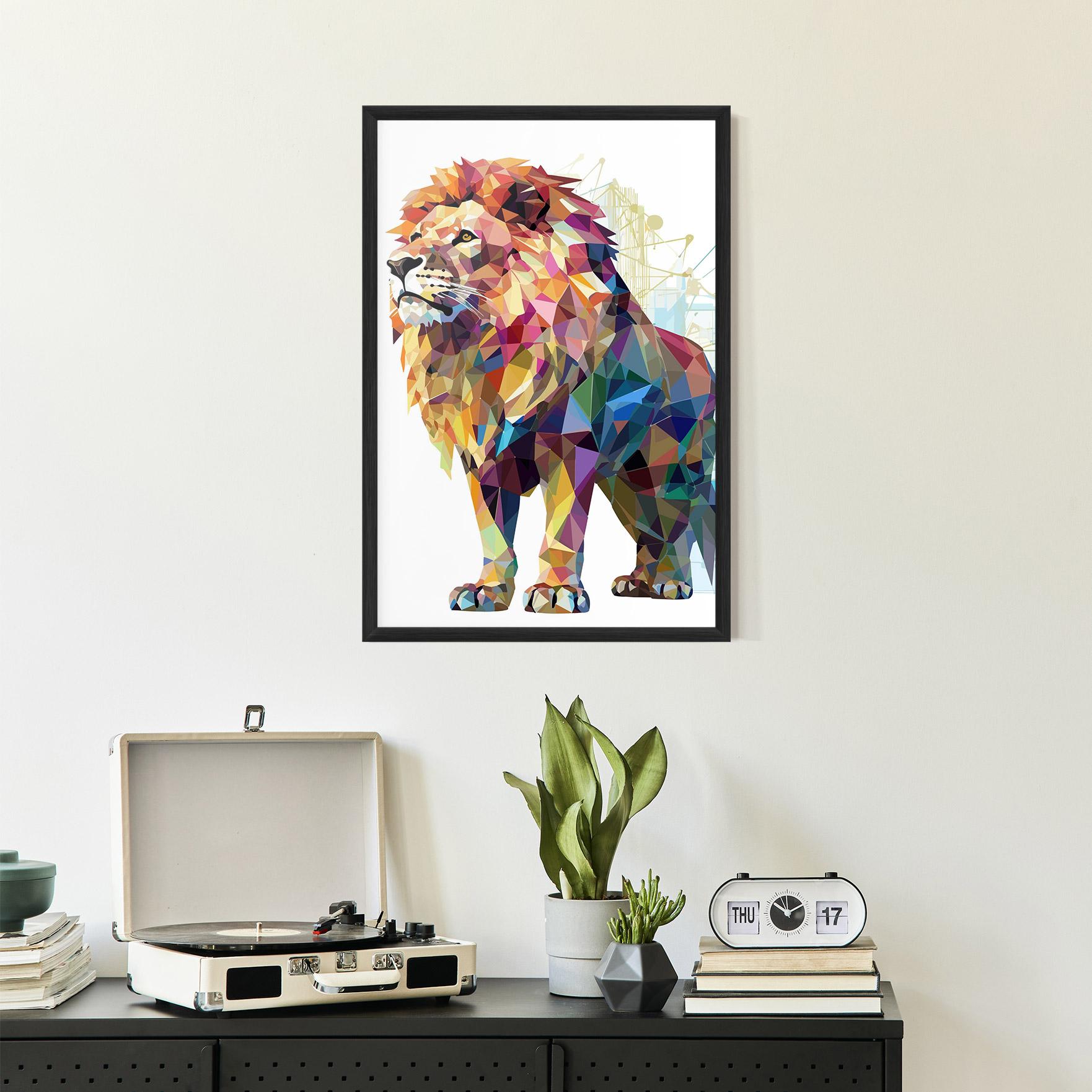 Gerahmte Poster Artistic Lion mockup 2