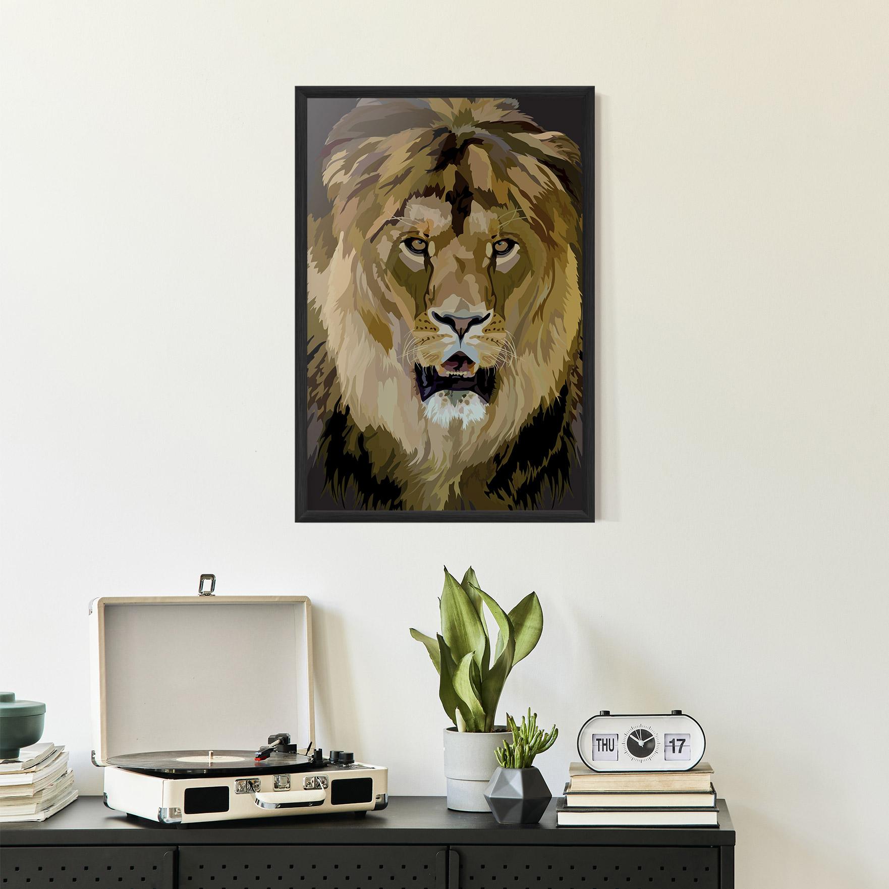 Gerahmte Poster Beautiful Lion Art mockup 2
