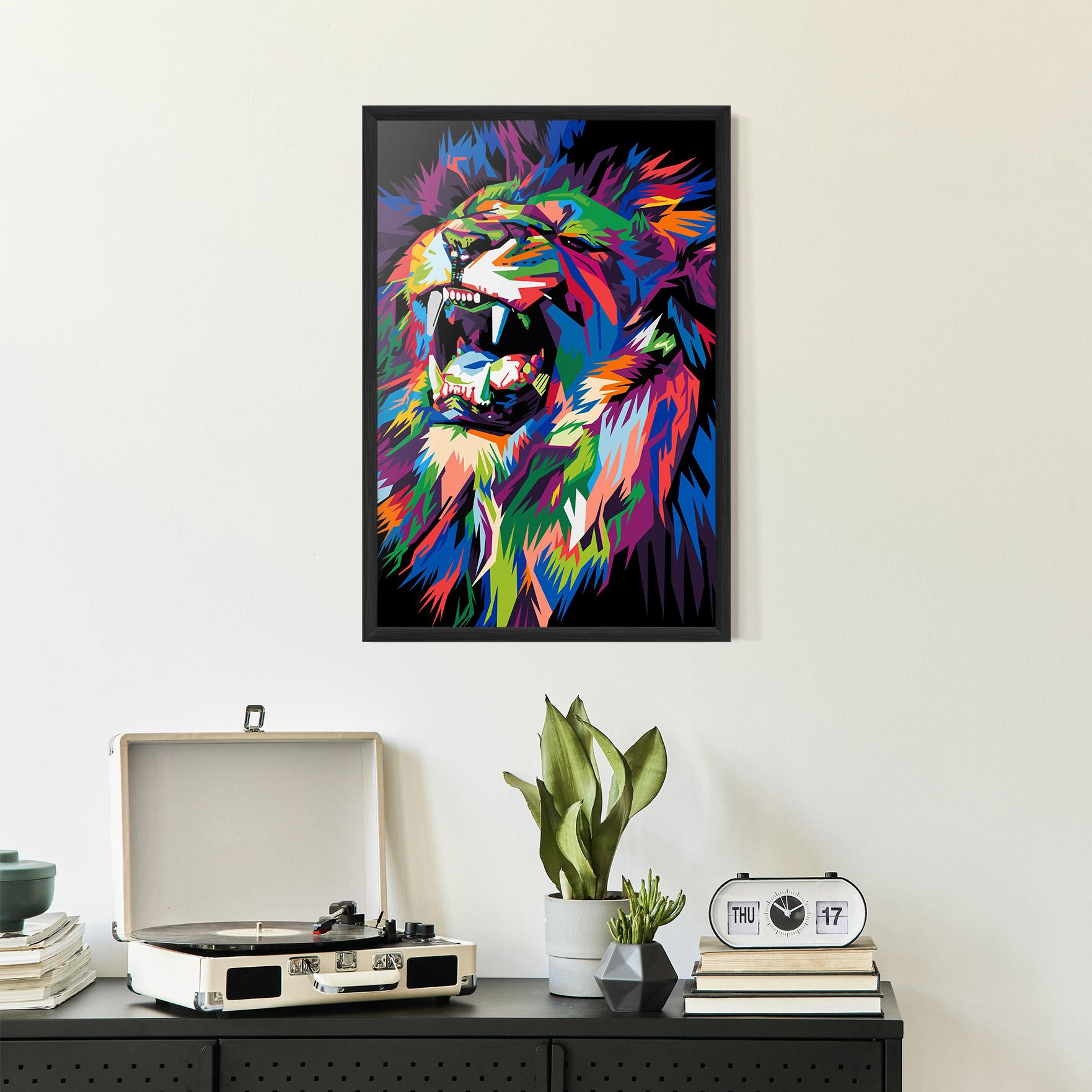 Gerahmte Poster Beautiful Lion mockup 2