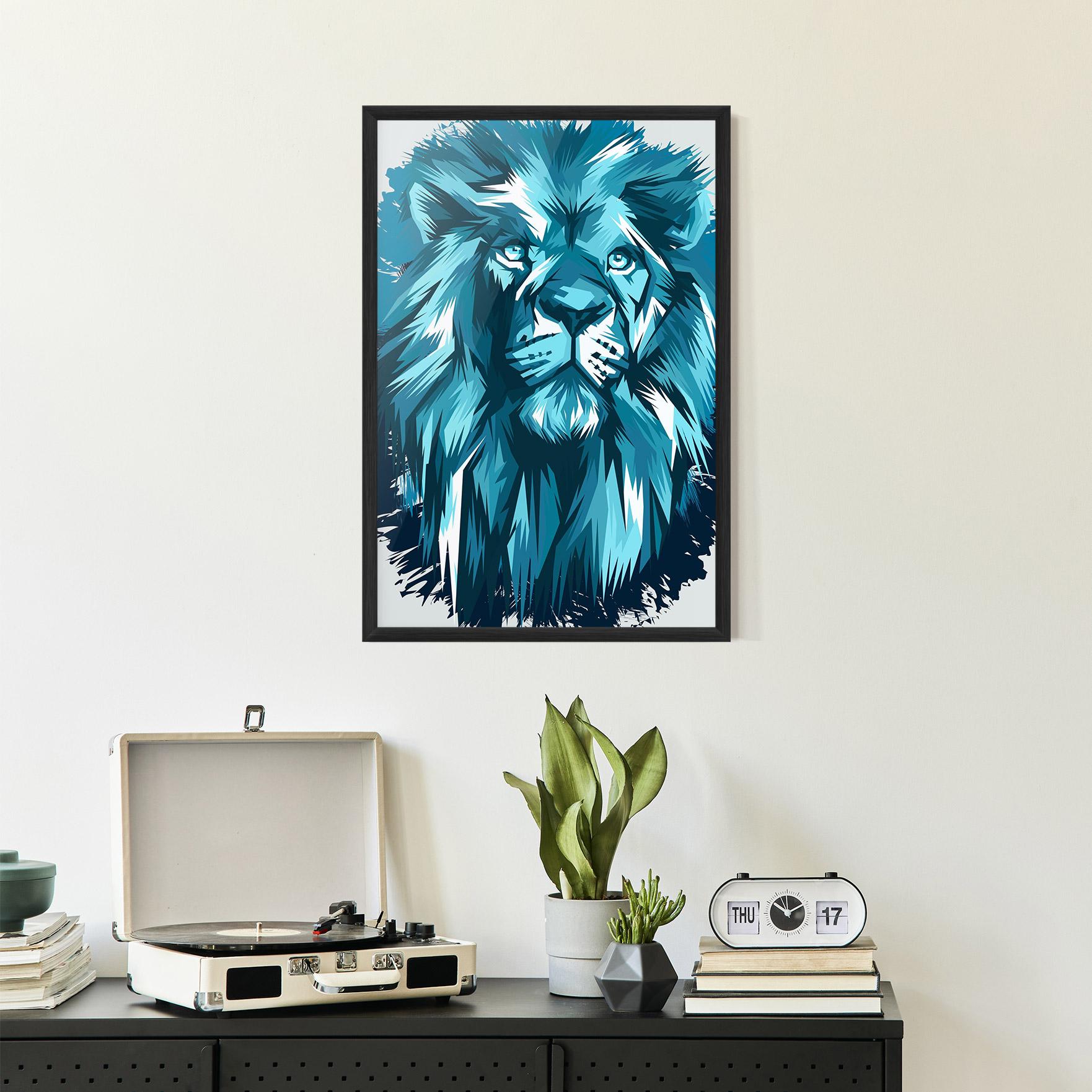 Gerahmte Poster Blue Lion Head mockup 2