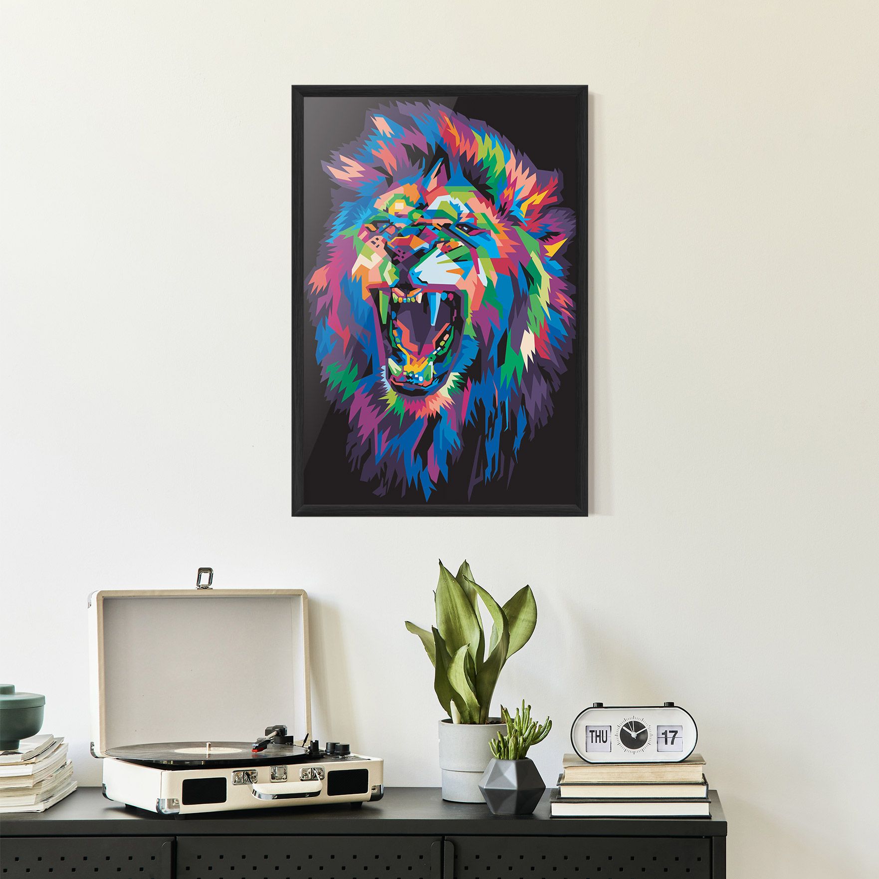 Colorful Lion Head mockup 2